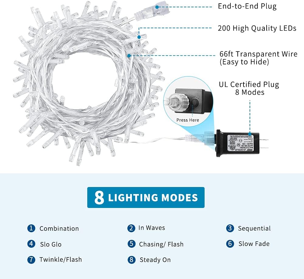 Thumbnail 1 de VTECHOLOGY QL300IE Multicolour Christmas String Lights, 200 LEDs, 66 ft