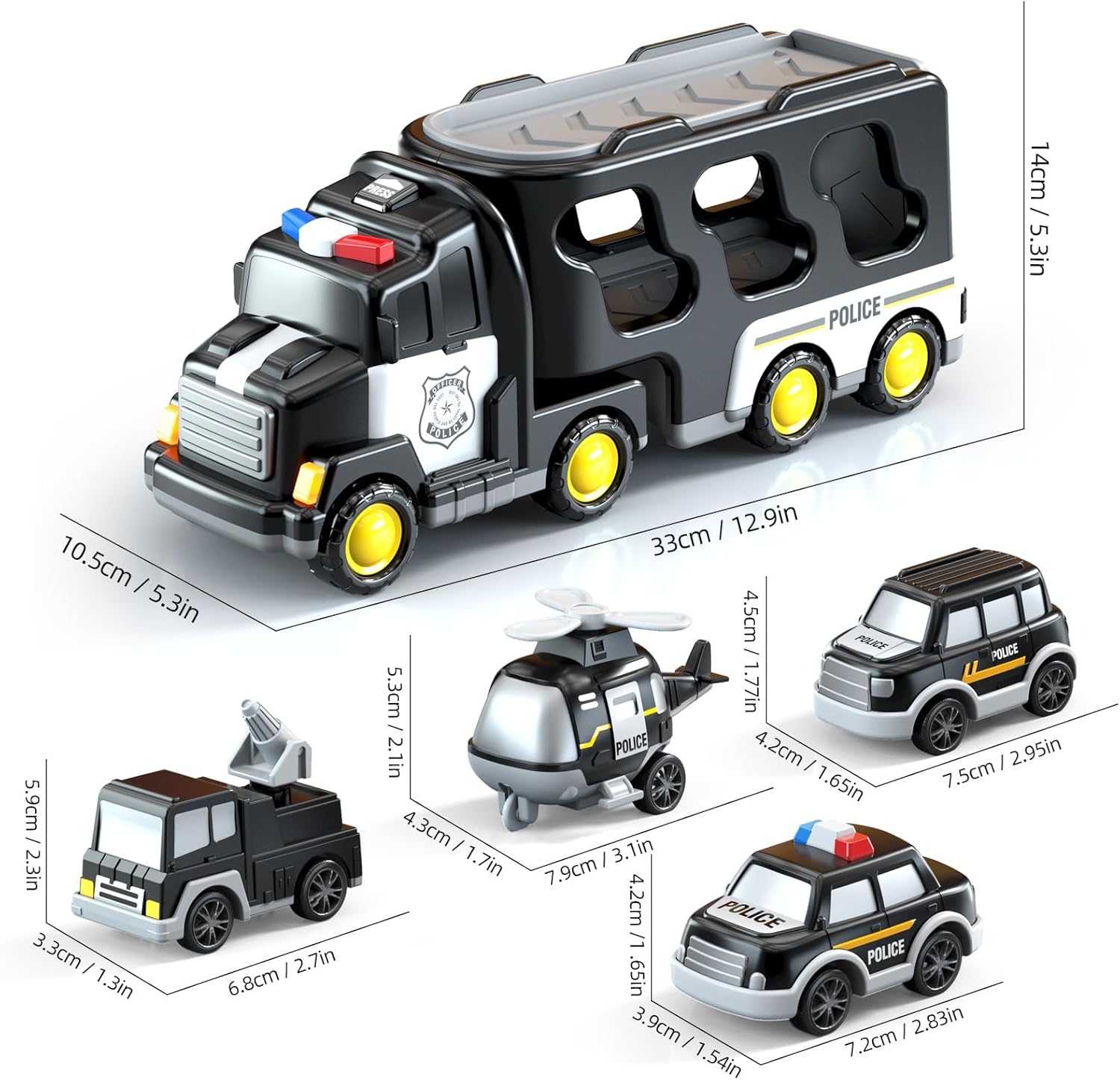 Thumbnail 6 de Beby Buty 5 in 1 Police Trucks Toys for Toddlers (3-5 Years) – Light, Sound, and Learn