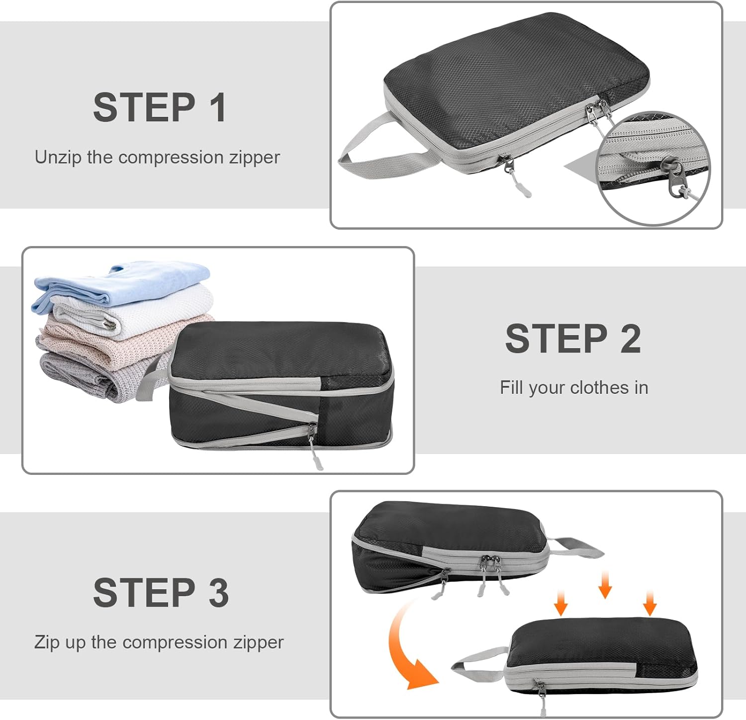 Thumbnail 4 de Compression Packing Cubes Set of 4, ultralight travel organisers