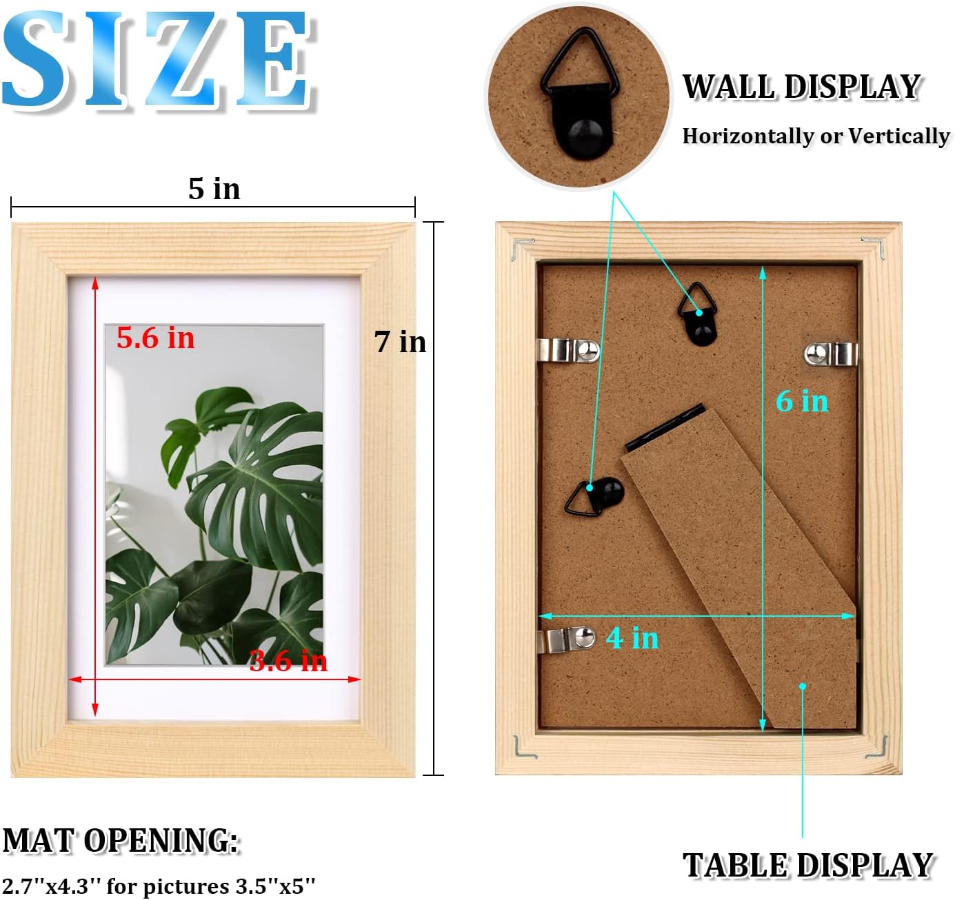 Thumbnail 5 de EGOFINE 6x4 Natural Wood Photo Frames – Set of 4