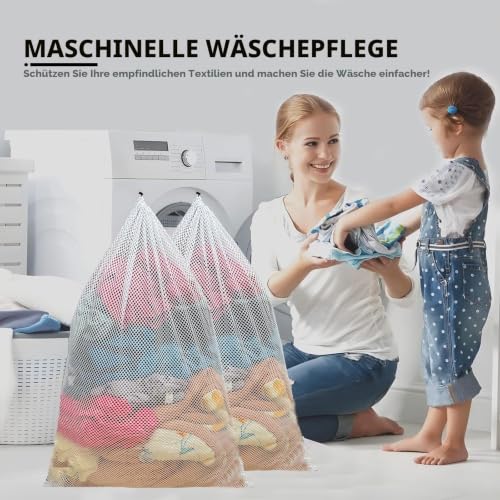 Detalle de Dmjia Wäschenetz Groß 60x90 cm – 2er-Set mit Kordelstopper