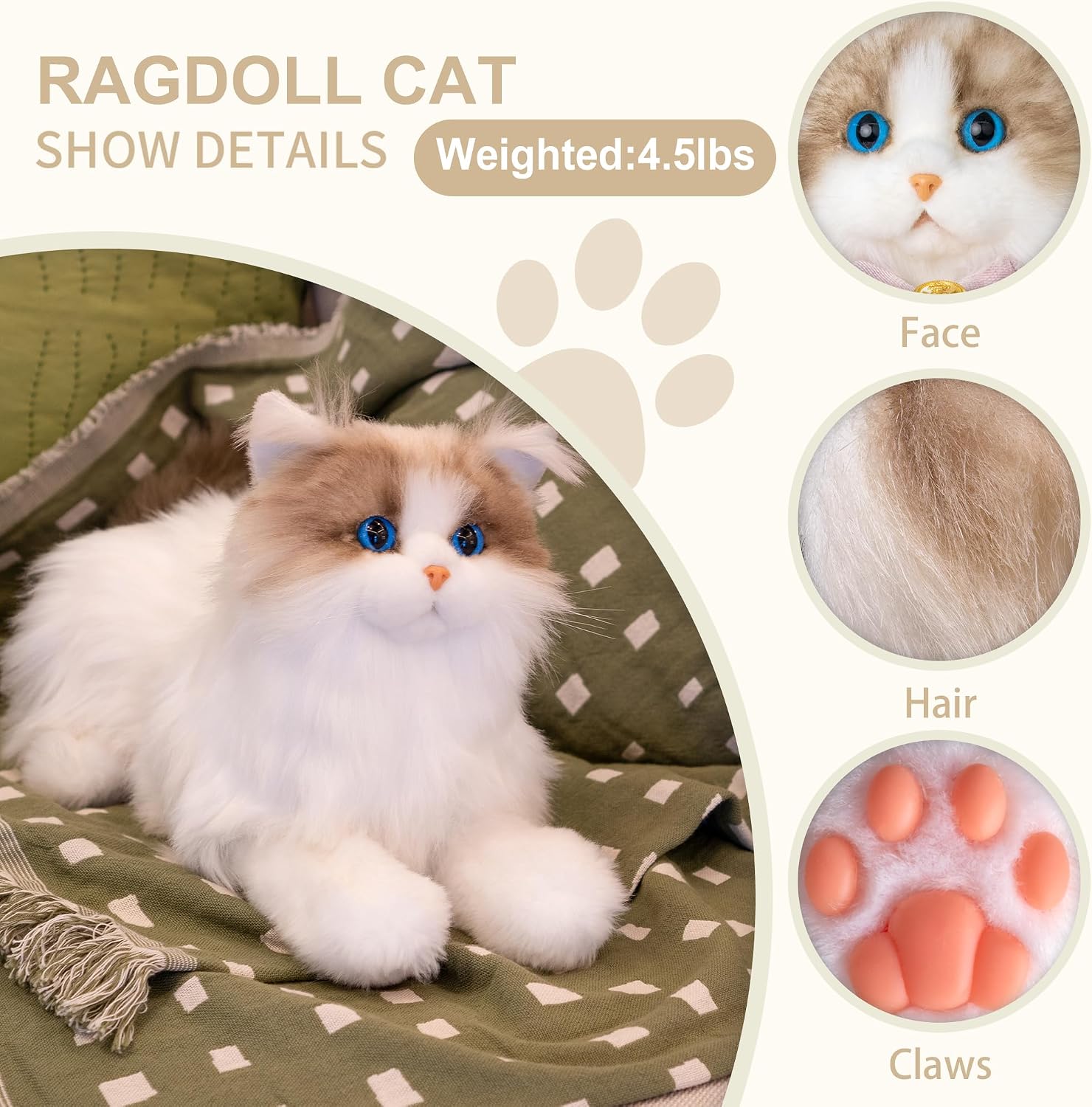 Detalle 2 de Chongker Weighted Stuffed Cat 4.5 lb calming plush