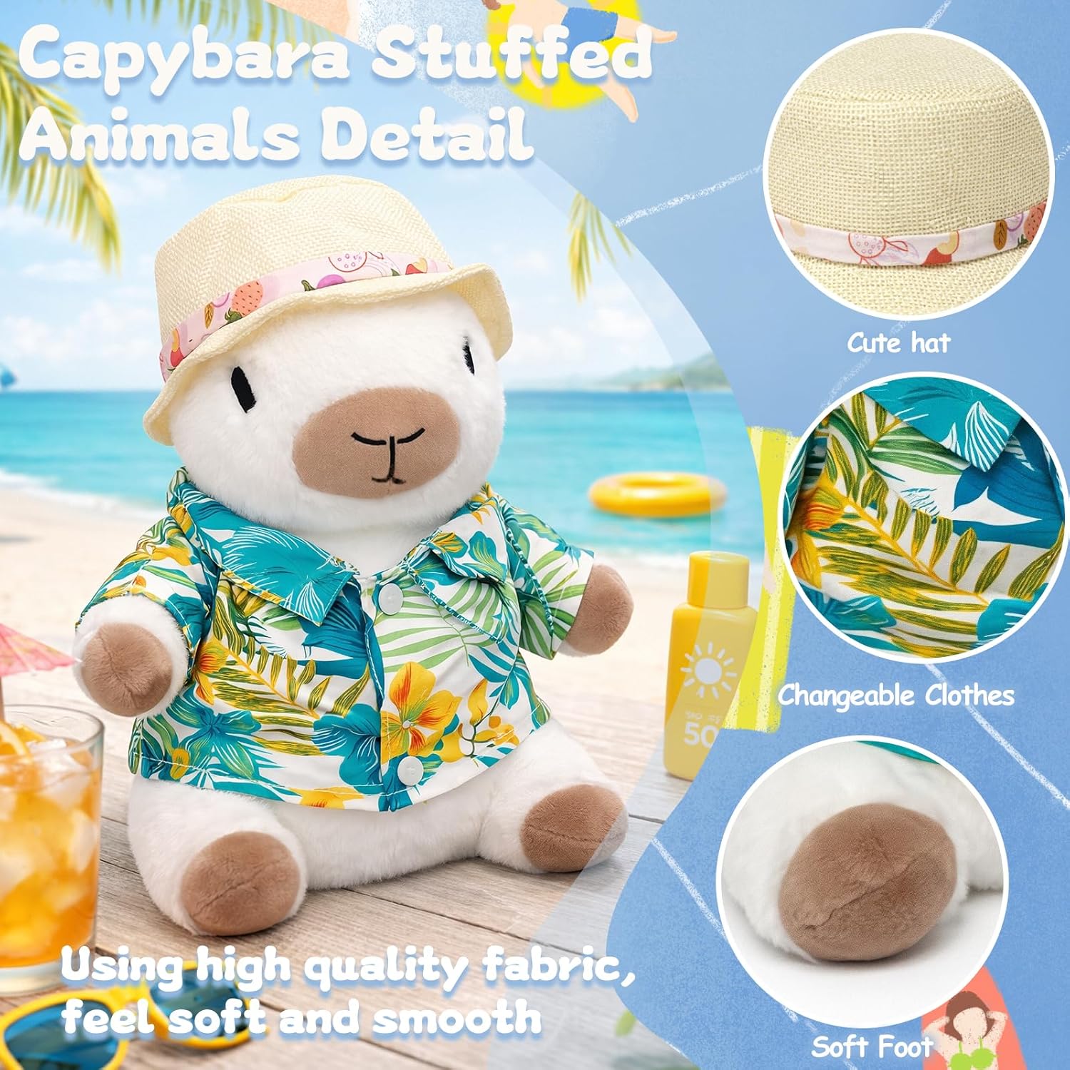 Thumbnail 2 de TITQWOP 9-pc Capybara Plush Set: Adorable Mix-and-Match Outfit Friends for Kids