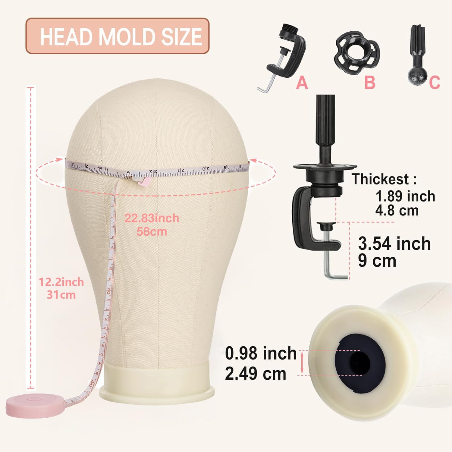 Thumbnail 4 de SZCY 22 Inch Canvas Mannequin Wig Head with Stand