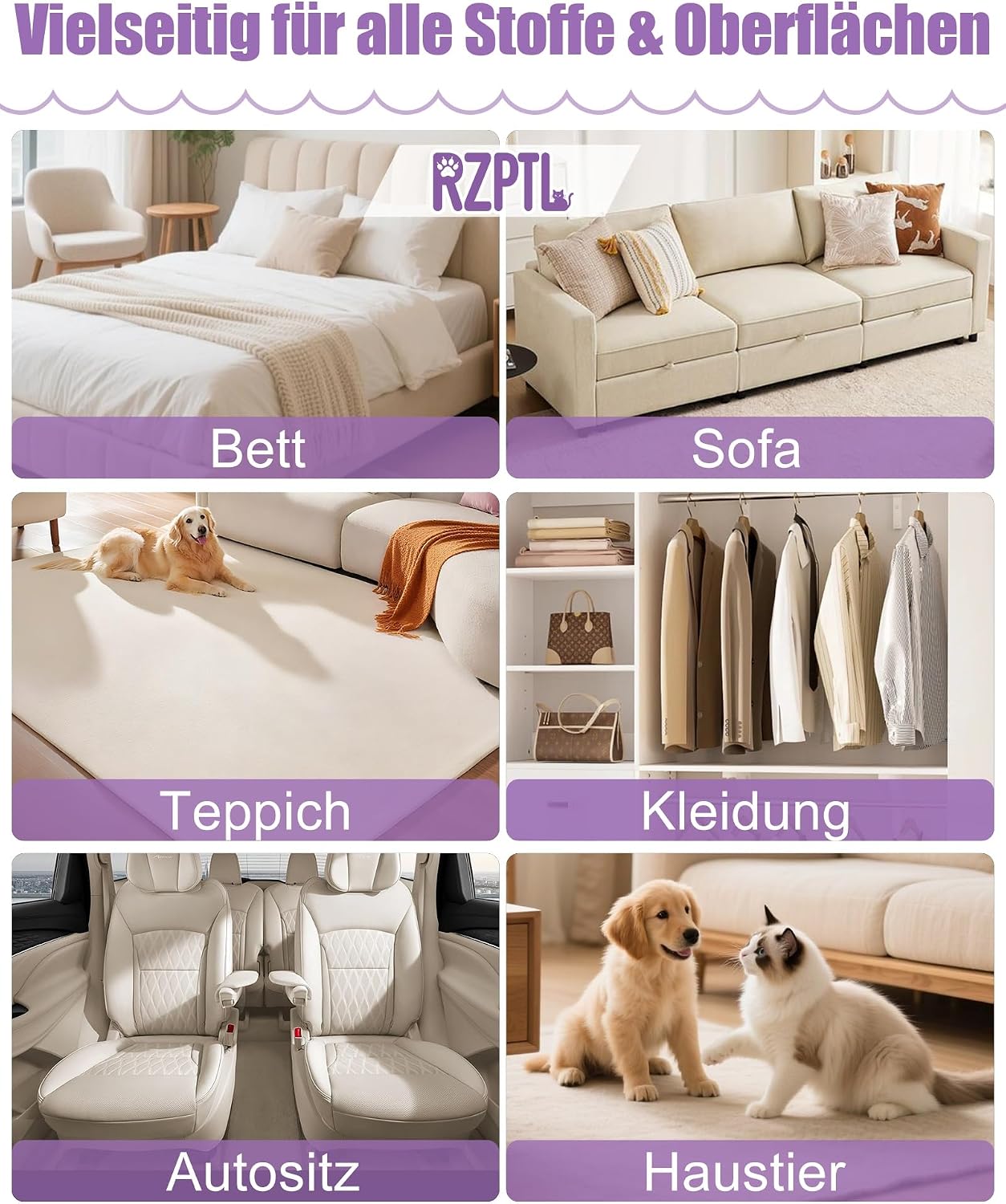 Thumbnail 6 de 2er Pack Tierhaarentferner Handschuh – Fell Magnet Handschuh, für Hunde & Katzen (Violett)