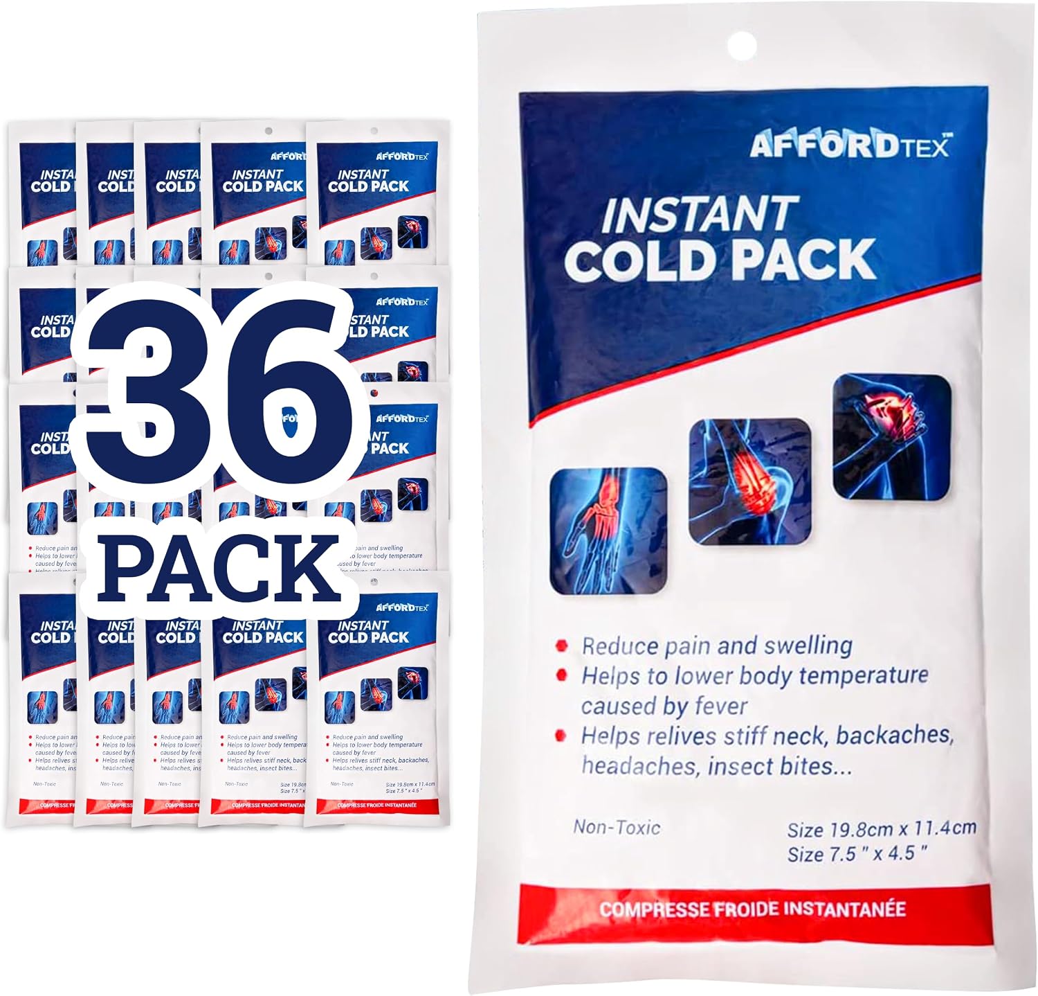 Detalle 2 de AFFORDTEX cooler ice back 36ct Instant Cold Packs, Ready to Use
