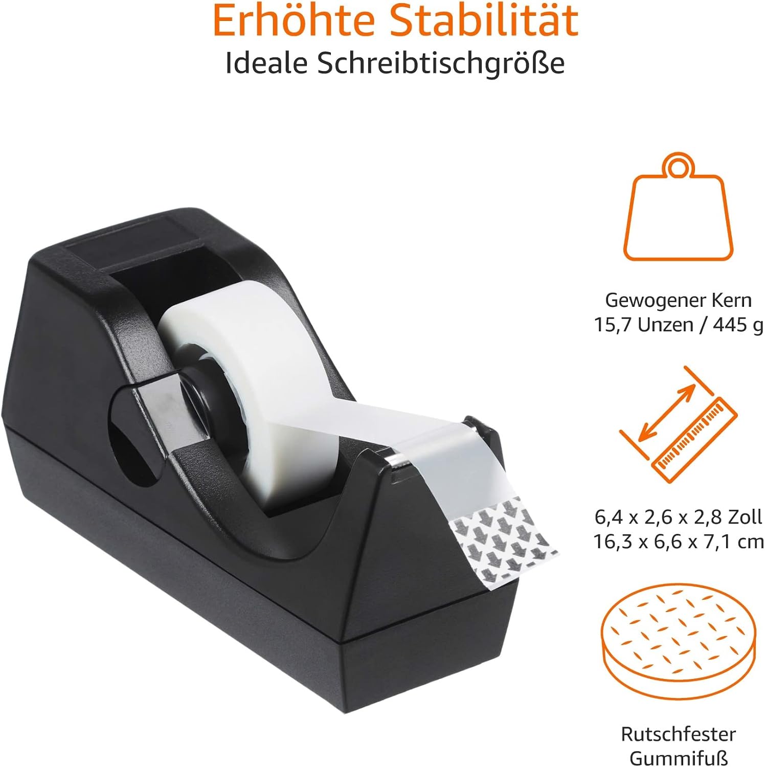 Detalle 2 de Amazon Basics Klebeband-Abroller, 3 Stück – stabiler Tischabroller für gängige Klebebänder