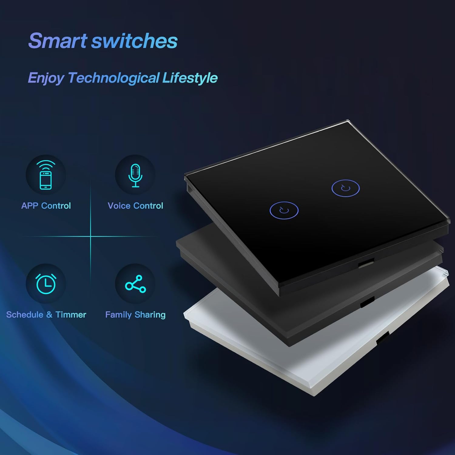 Thumbnail 2 de BSEED Smart Light Switch 1 Gang Glass Panel 💡