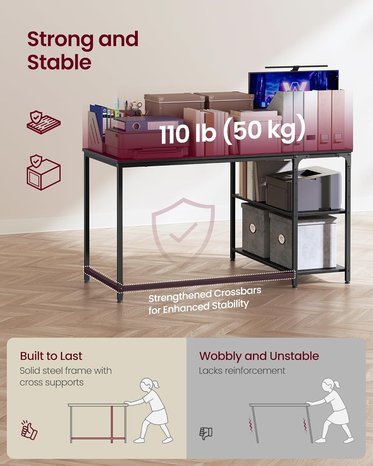 Thumbnail 5 de VASAGLE L Shaped Corner Desk 120x80 cm