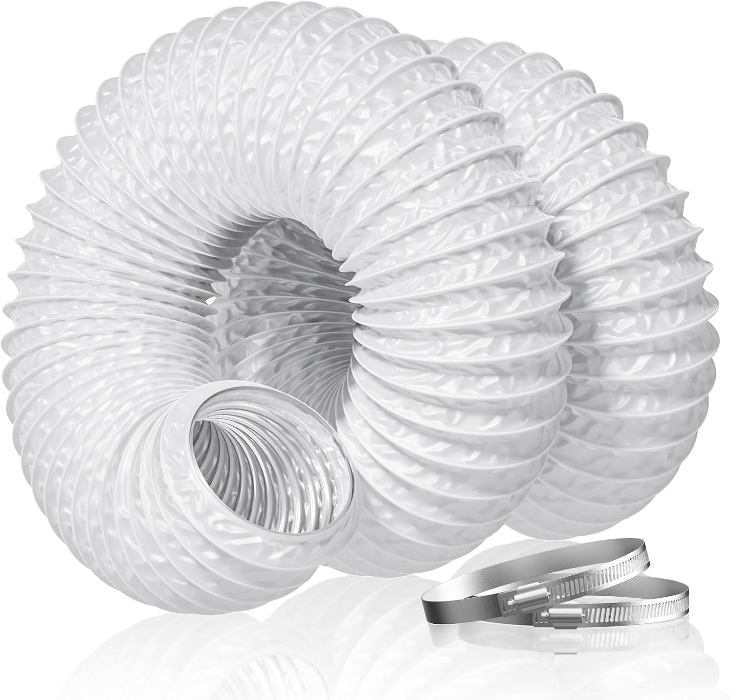 Hon&Guan 100 mm Aluminium PVC Flexible Air Ducting – 2.5 m (White)