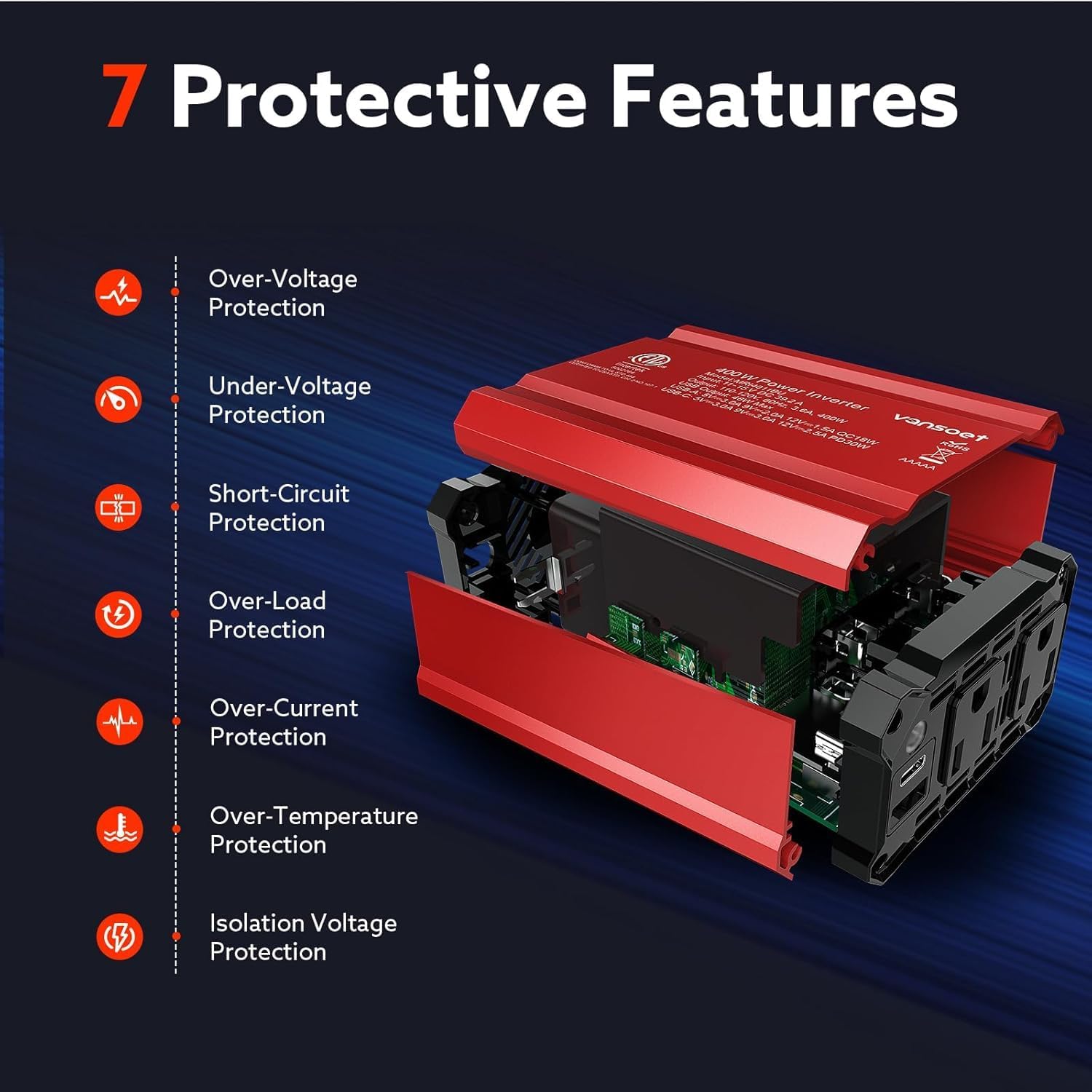 Detalle 2 de VANSOET Car Power Inverter, 400W