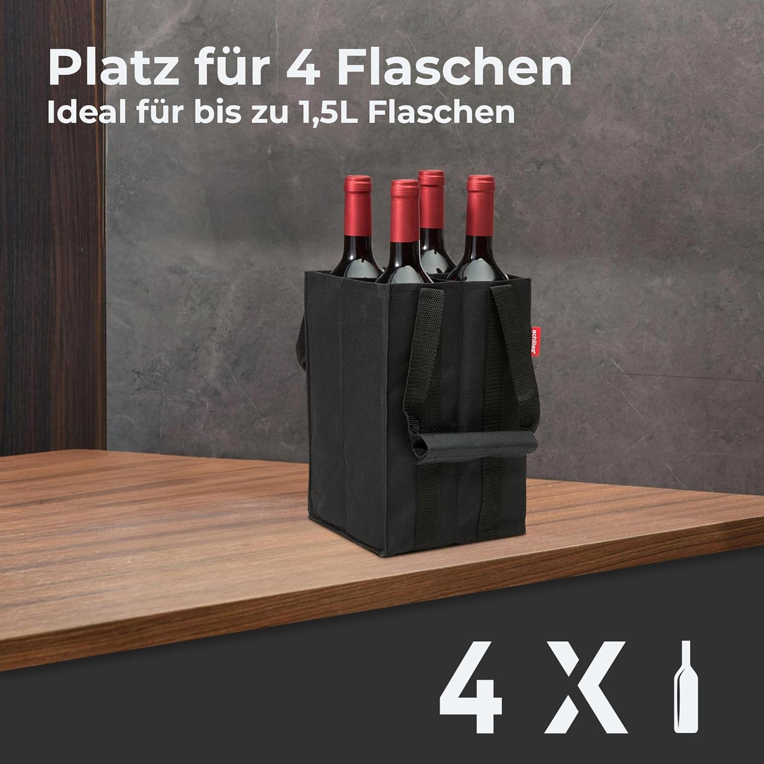 Thumbnail 2 de Achilles Flaschentasche 4 Fächer à 1,5 L – Reißfester Flaschenkorb mit Trennwänden