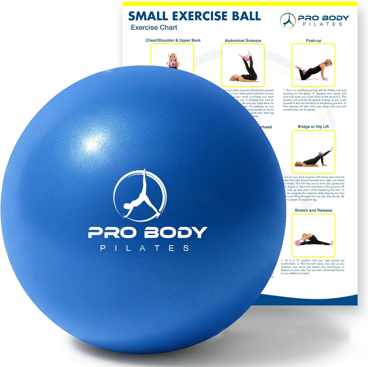 Detalle de ProBody Pilates Ball Small — 9 Inch Small Exercise Ball (Blue) by ProBody Pilates
