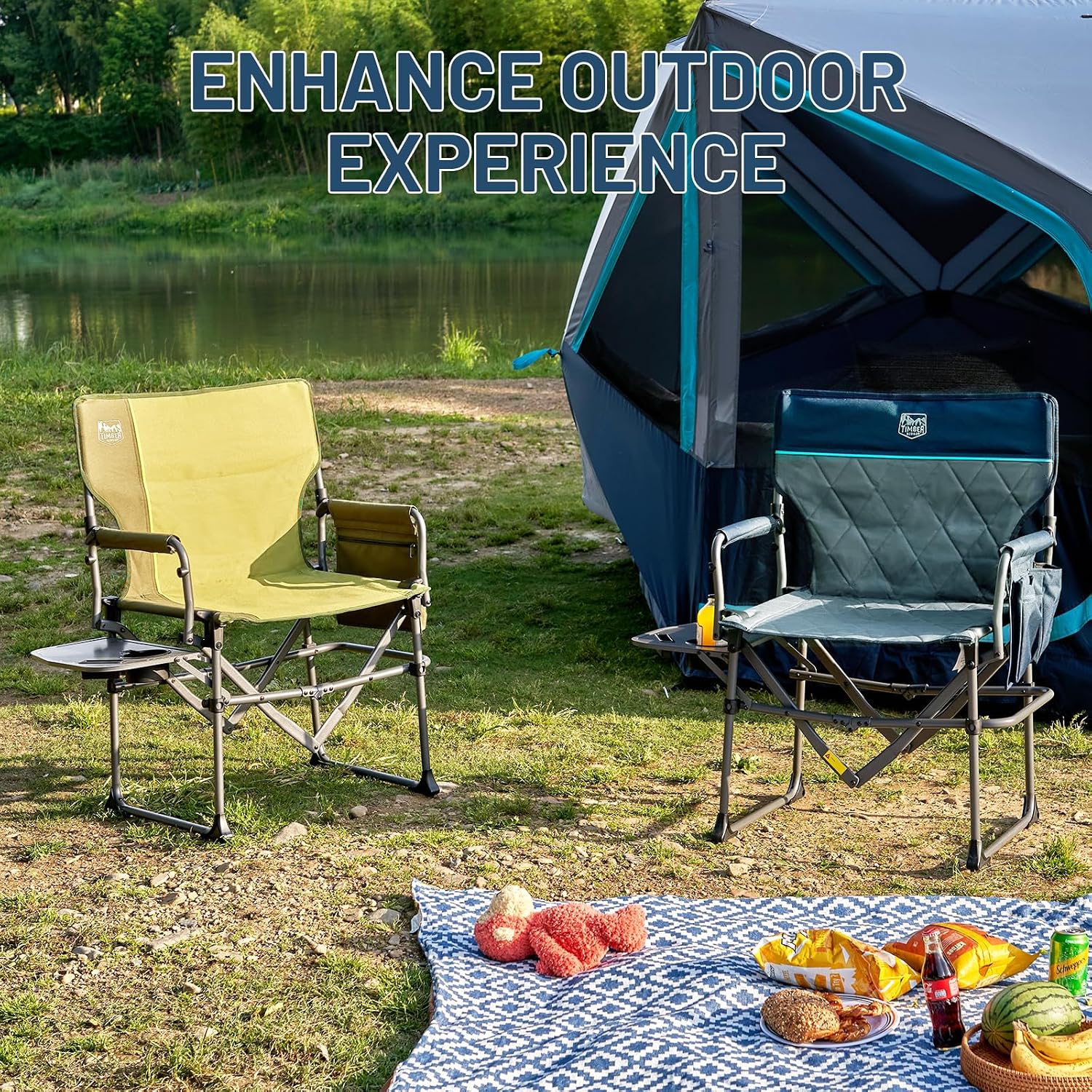 Thumbnail 6 de TIMBER RIDGE TR-DC-1026 Folding Camping Chair with Side Table and Pocket