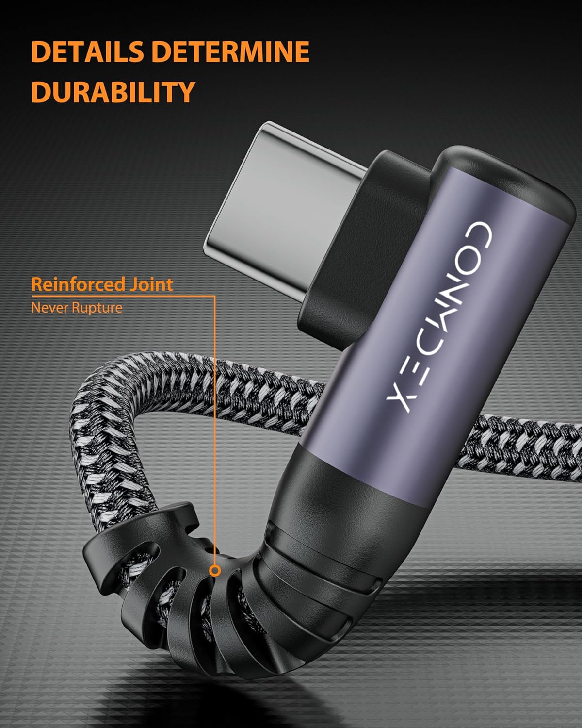 Thumbnail 6 de CONMDEX USB-C Winkelkabel 90° (50 cm) - USB 3.1 Gen2, 10 Gbit/s, QC3.0, USB-A auf USB-C
