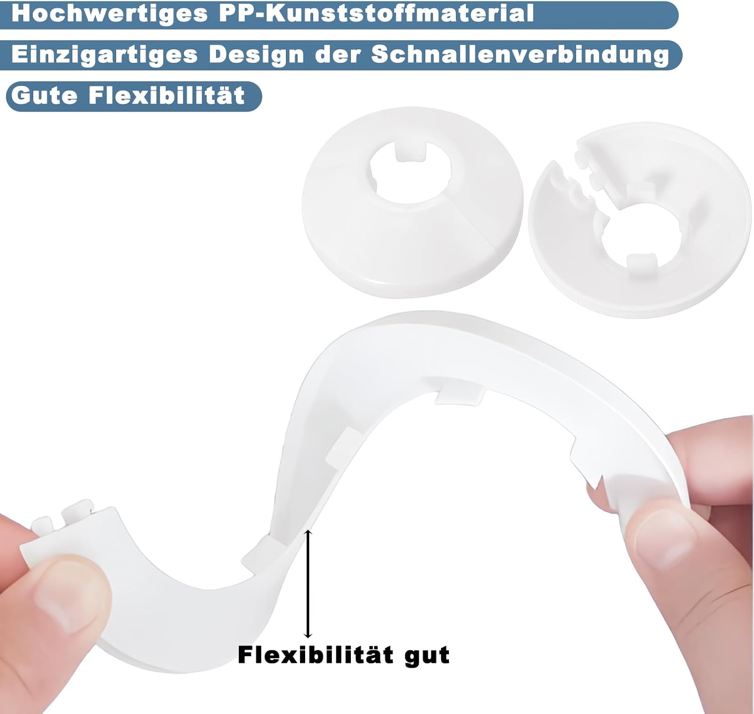 Thumbnail 2 de 20 Stück Heizungsrohr Rosette 25 mm – PP Rohrabdeckung, geeignet für Wasser- und Gasrohre