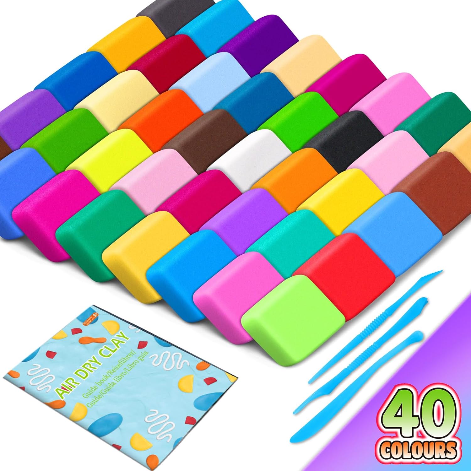 Thumbnail 1 de Lufttrocknende Modelliermasse in 40 Farben (Air Dry Clay) – Set für Kinder