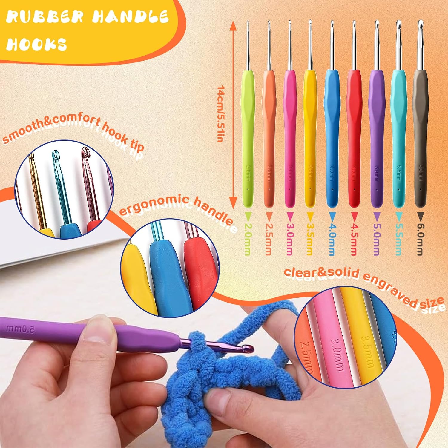 Detalle de BCMRUN crochet hooks set 59 piece kit