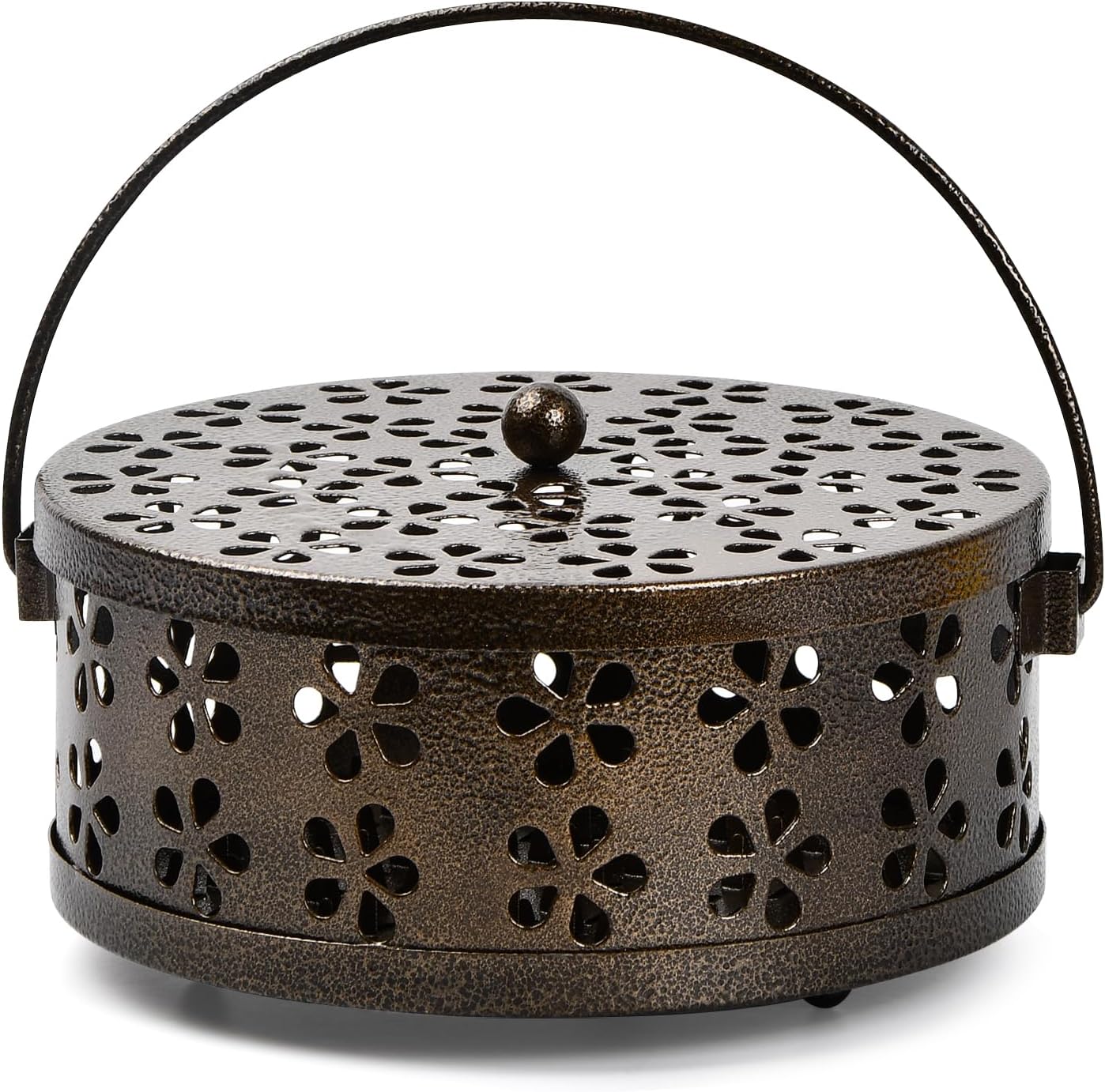 Detalle de Porte Encens Anti Moustique avec Couvercle – Support en Métal, Design Portable pour Jardin et Camping