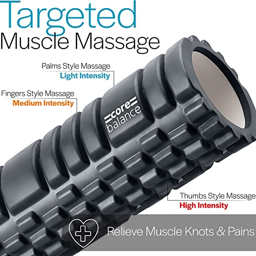 Thumbnail 2 de Core Balance Textured Foam Roller, Black, 33cm