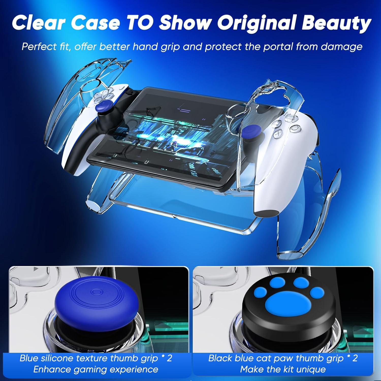 Detalle de Auarte 12-in-1 Accessories Set for PlayStation Portal: Hard Case, Skin, Screen Protectors & More (Princess Pink)