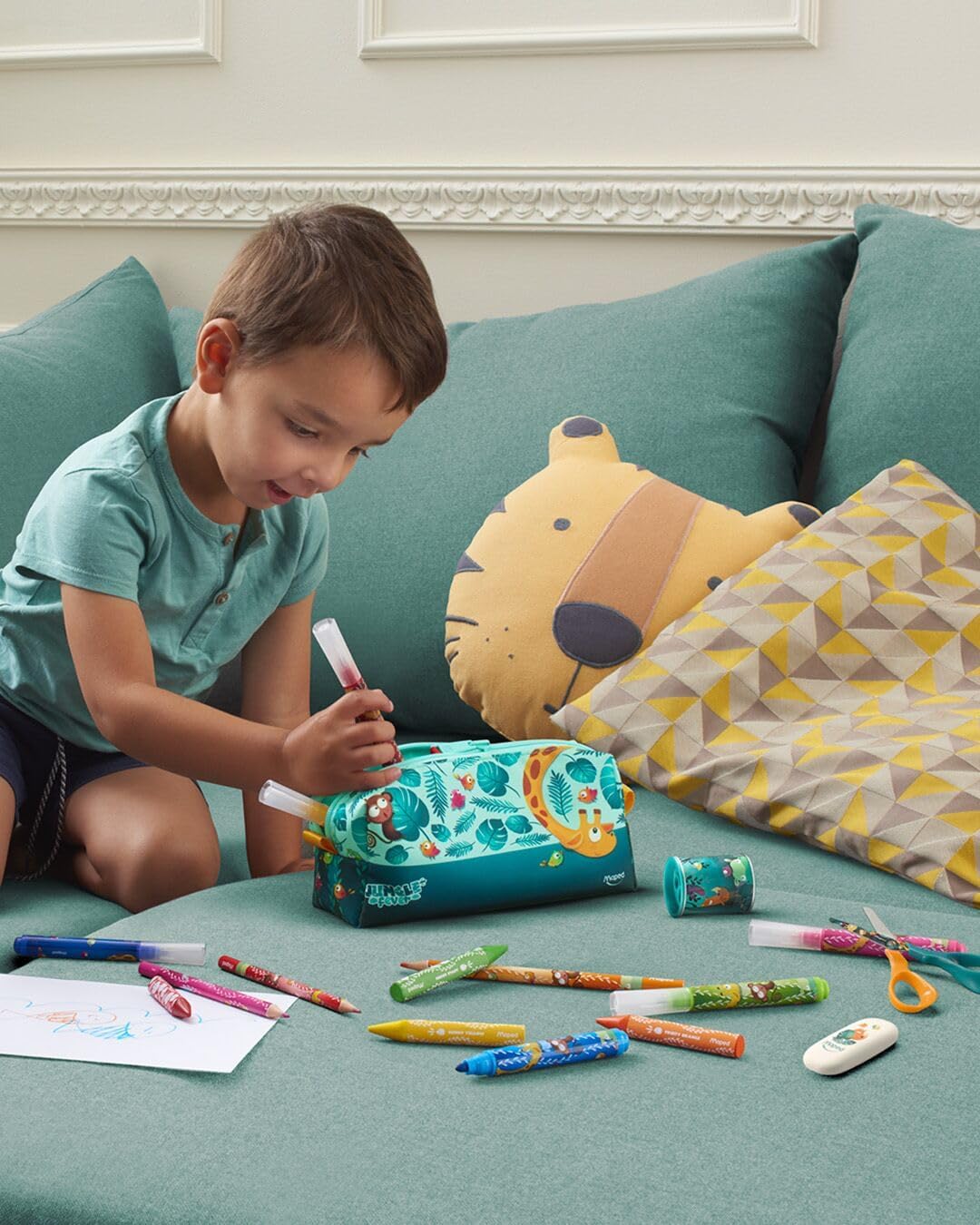 Detalle 2 de Maped Creativ Jungle Fever – walizka kreatywna z przyborami jumbo dla dzieci 2–5 lat