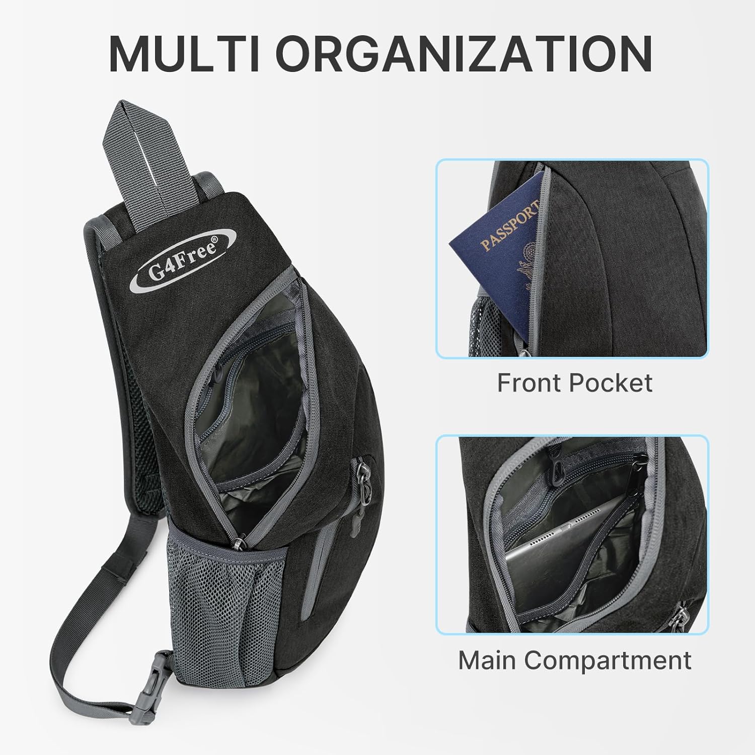 Thumbnail 2 de G4Free Leichte Brusttasche Sling Rucksack 39,5 × 21 × 8,4 cm – Vielseitige Dreiecks-Tasche für Wandern, Radfahren und Alltag