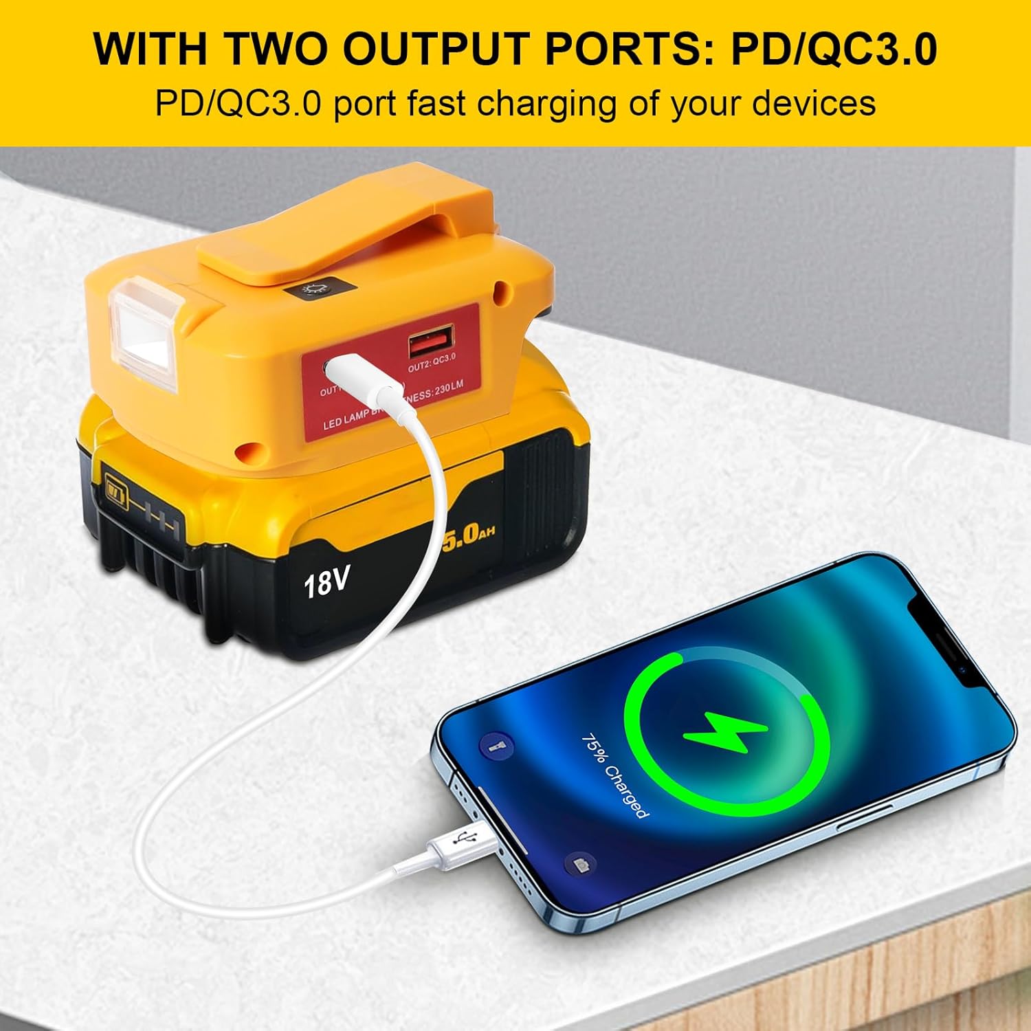 Thumbnail 5 de QUPERR USB Battery Adapter for Dewalt 18V