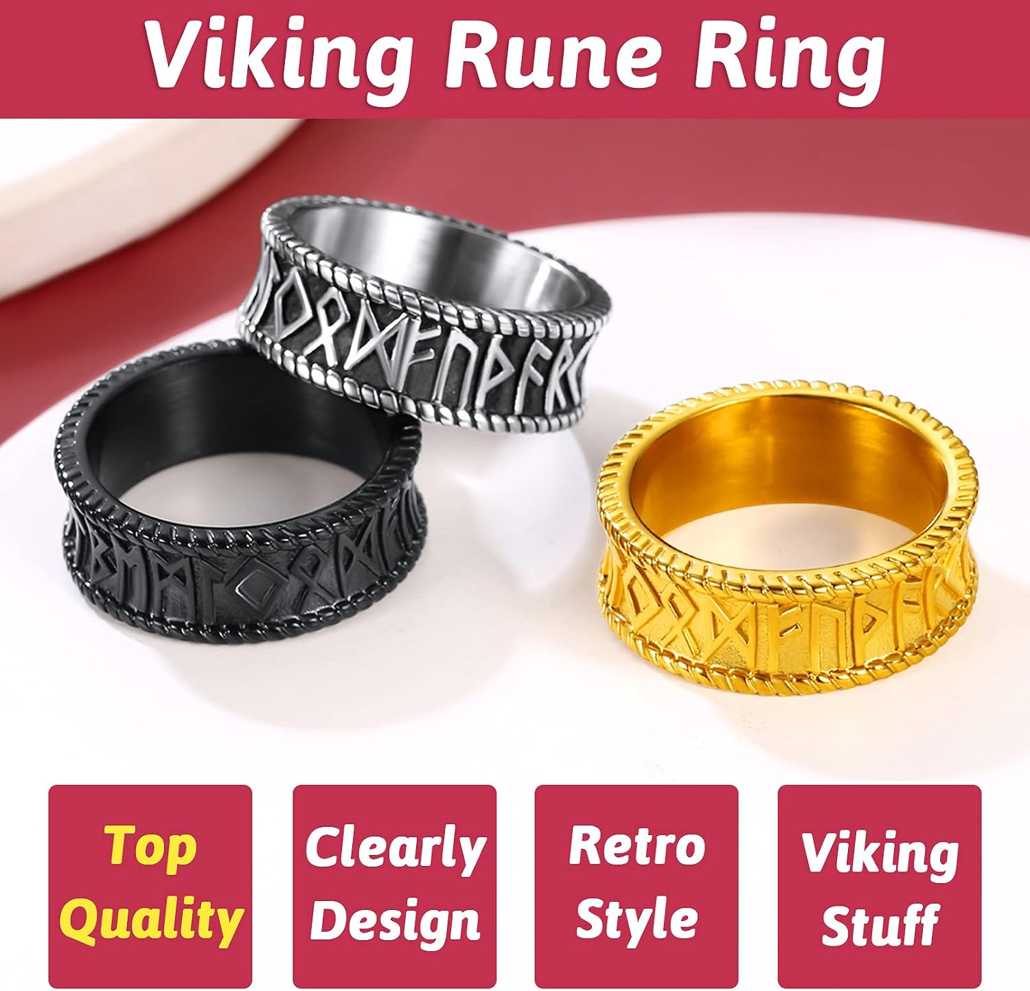 Detalle 1 de FaithHeart Rune Anello Rotante in acciaio 316L