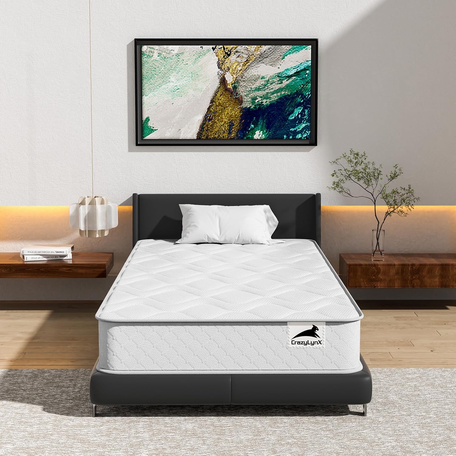 Detalle 2 de CRAZYLYNX 3FT Single Mattress 9‑Zone Inner Spring with 3D Breathable Fabric – 7.5 Inch Thickness