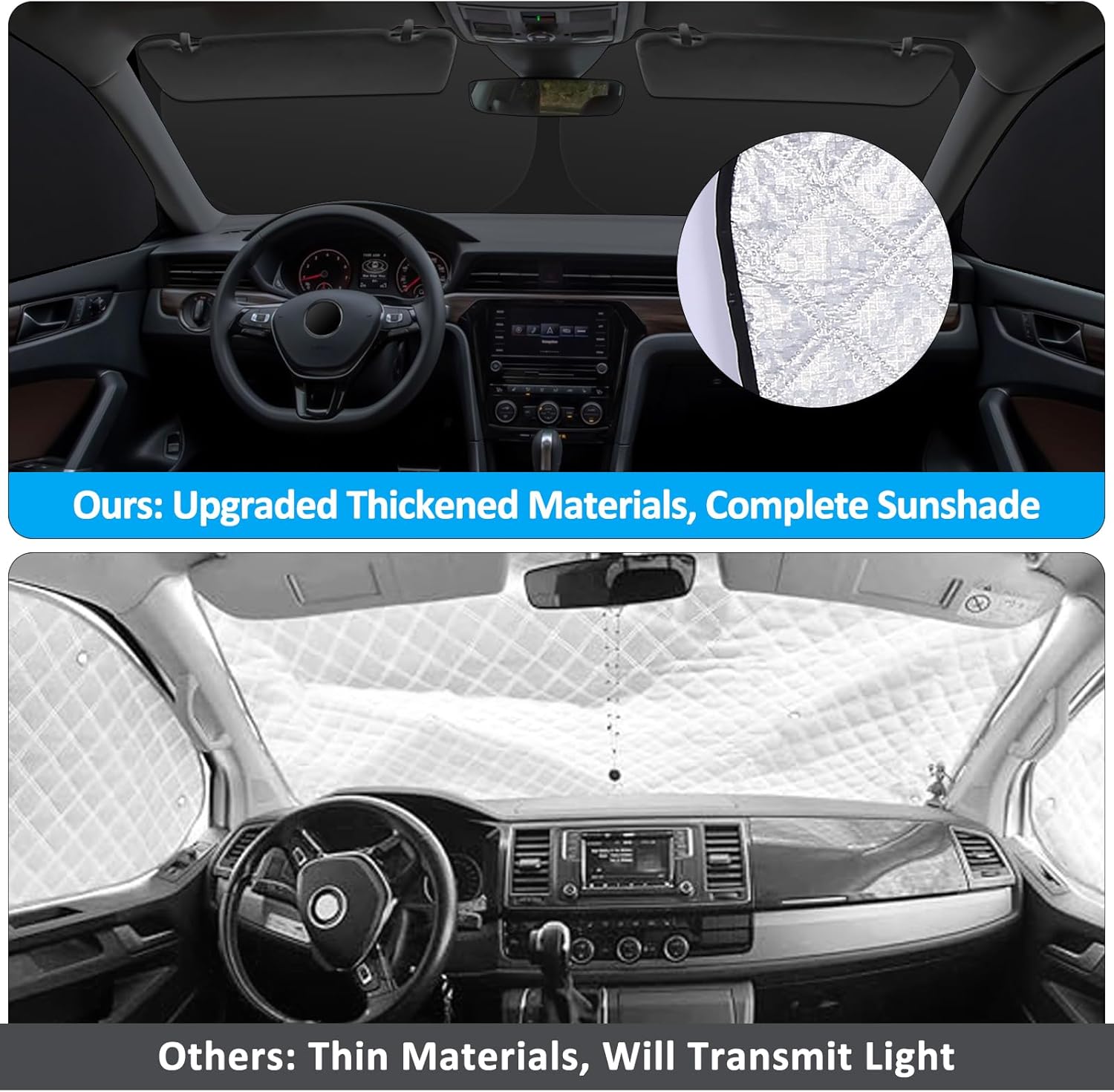 Thumbnail 2 de ZATOOTO 3-Piece Car Windscreen Sun Shade for VW T5 T6 (Internal Foldable Cover)