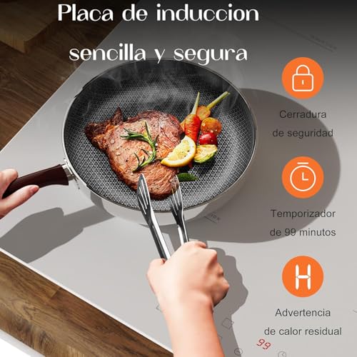 Detalle 2 de Placa de Inducción 4 Fuegos Blanco DELITEER, 60 cm empotrable