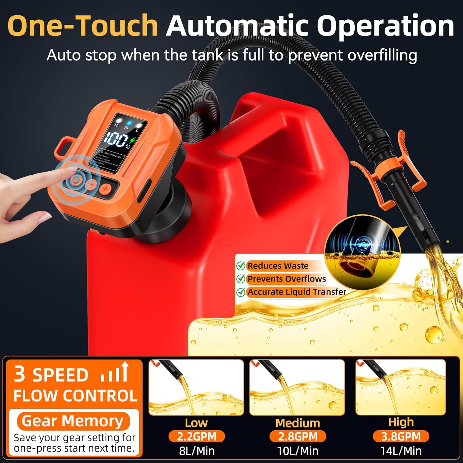 Thumbnail 1 de Cordless Fuel Transfer Pump with Auto Stop — 3.8 GPM, 90" Hose, 3 Adapters