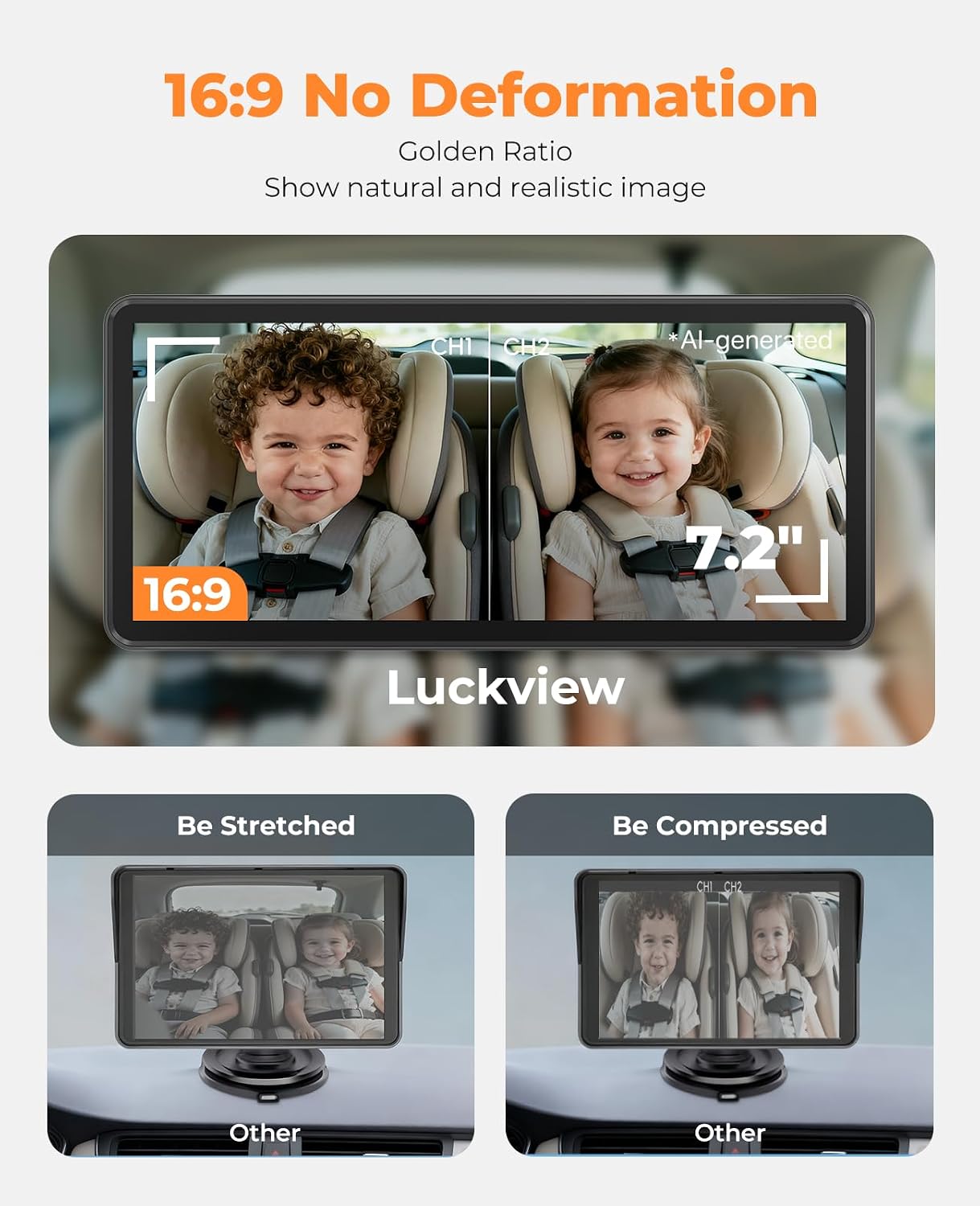Detalle de LUCKVIEW Dual Baby Car Camera 7.2-Inch Display