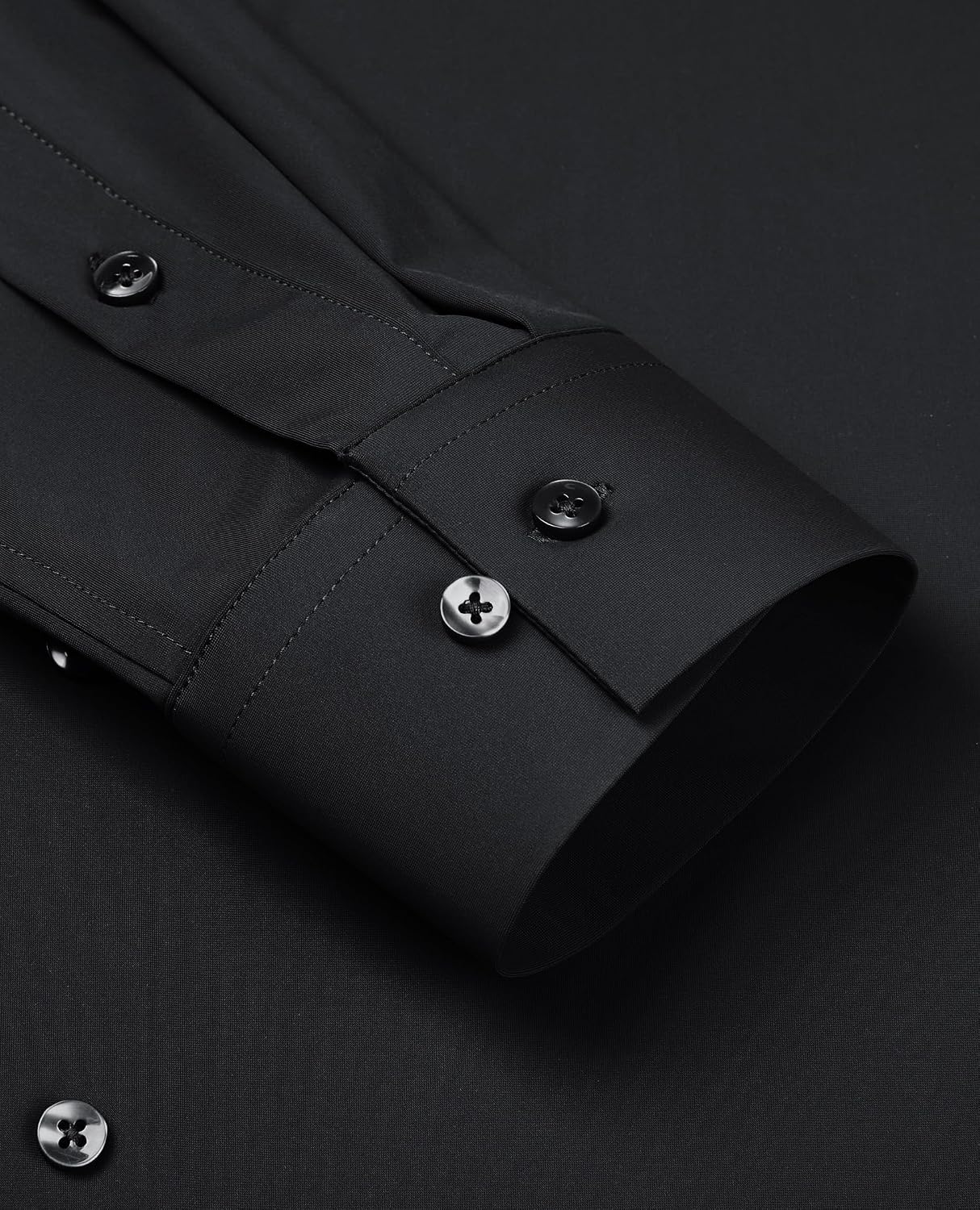 Detalle de Lion Nardo Stretch Men's Dress Shirt – Long Sleeve Slim/Muscle Fit, Black