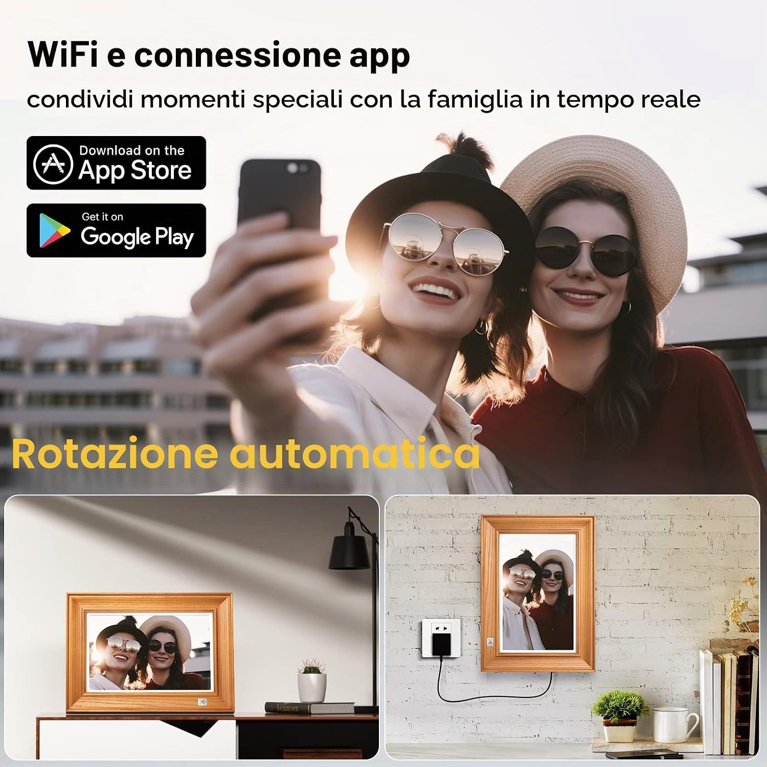 Detalle de KODAK Cornice Digitale WiFi 10'' con 64 GB espandibili: condivisione foto, video e musica via app