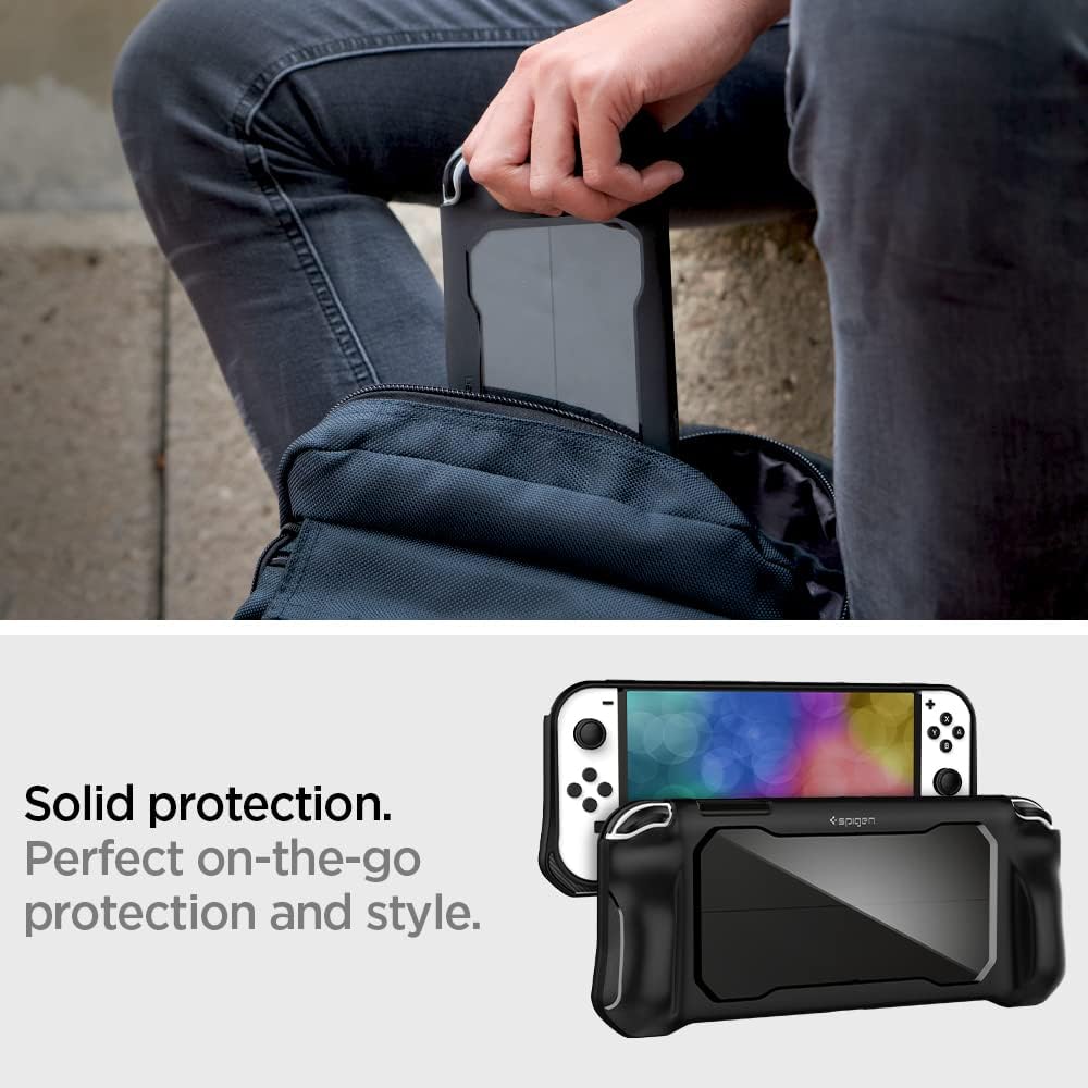 Detalle de Spigen Rugged Armor custodia rigida da viaggio per Nintendo Switch OLED (HEG-001) – Nero