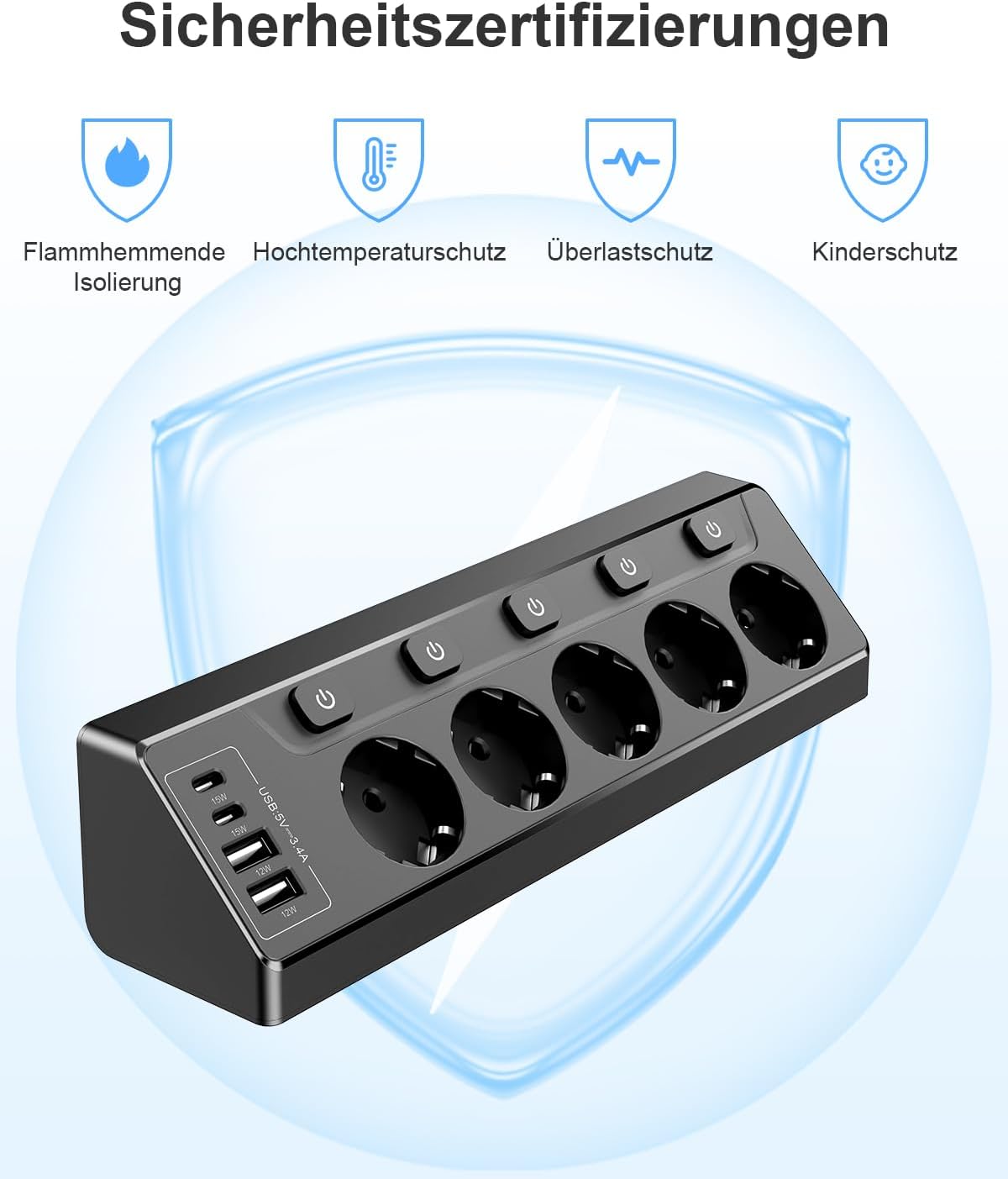 Detalle de Vipwell Ecksteckdose 3680W mit USB