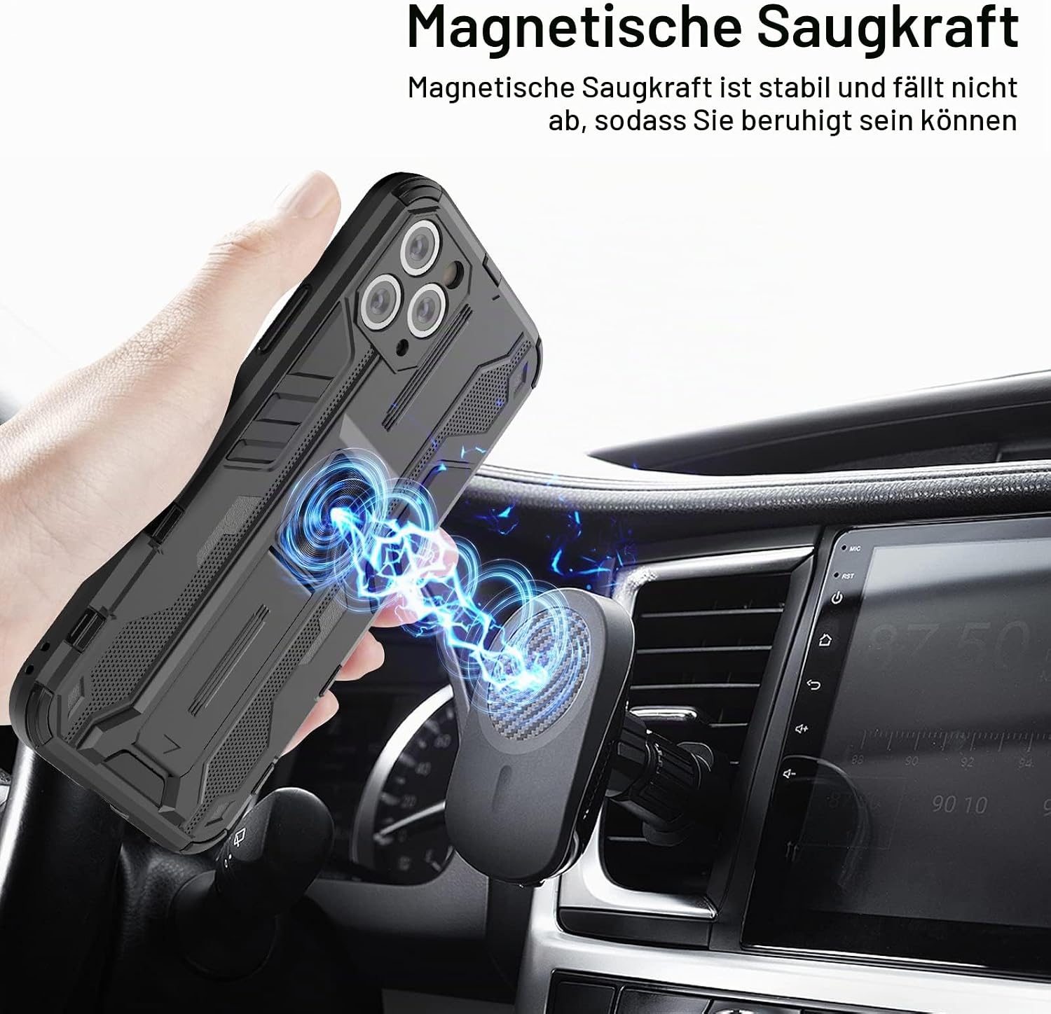 Thumbnail 2 de Btstring Hülle für iPhone 11 Pro mit Schutzfolie – robustes,Standfunktion-Case in Schwarz