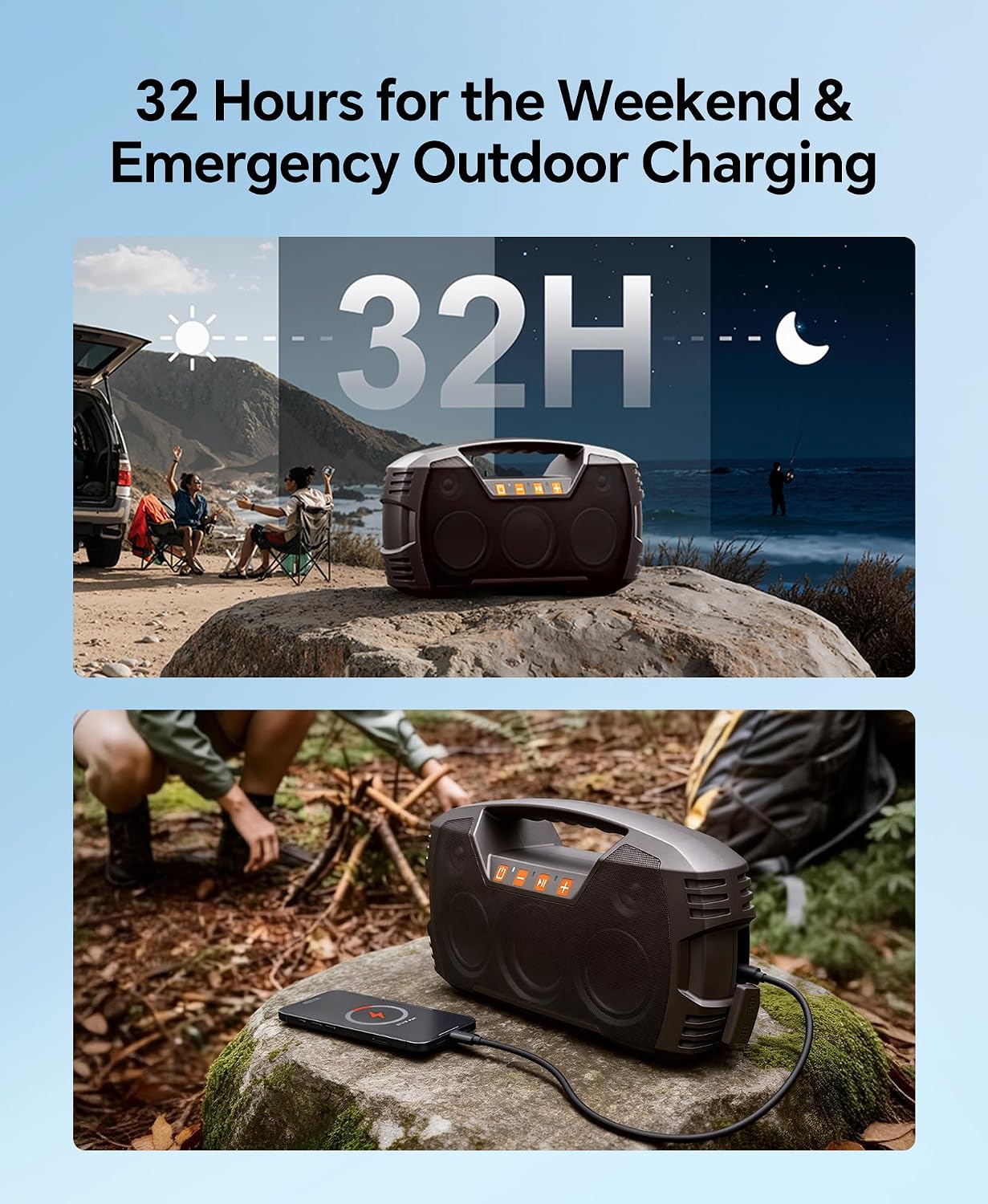 Detalle 2 de IPX7 Waterproof Outdoor Bluetooth Speaker by Houl Zallee (Dark Brown) — 90W Peak, 32H Playtime, Floating Design