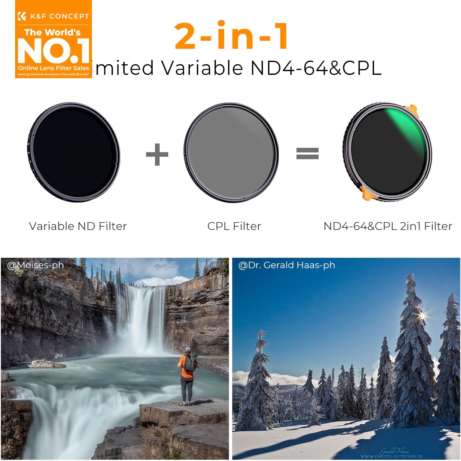 Thumbnail 1 de K&F CONCEPT Nano-Xcel 72mm Filtro ND4-64 e CPL