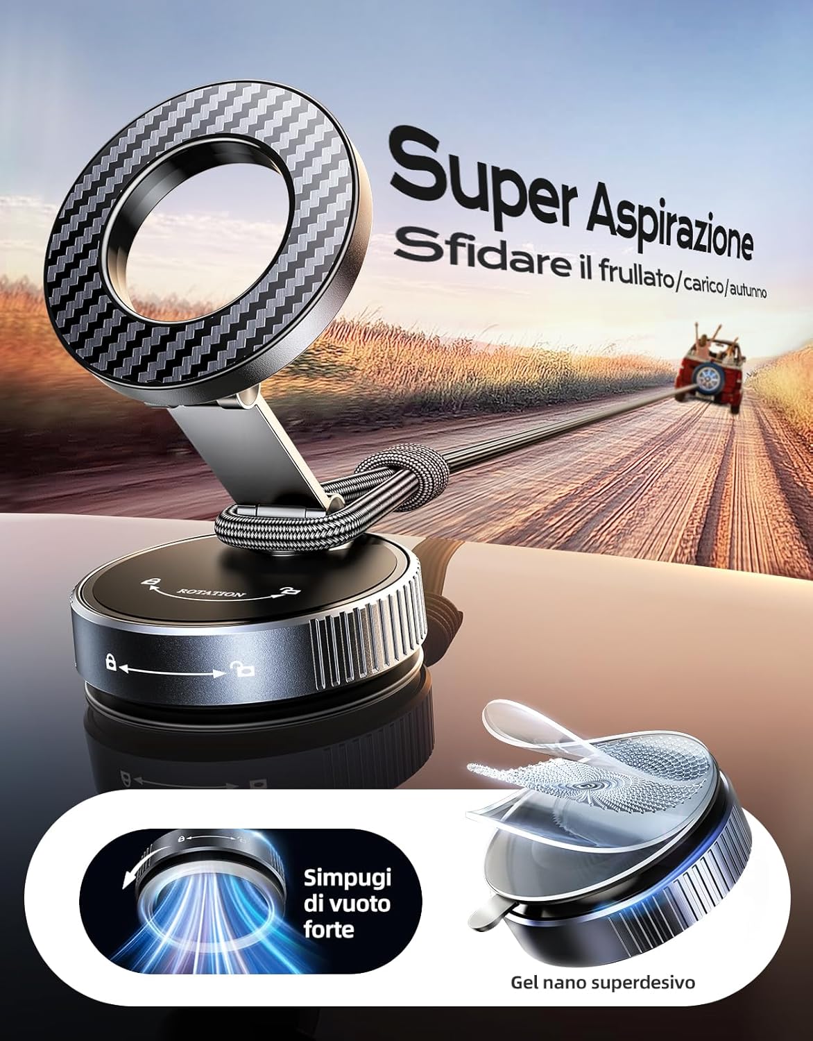 Thumbnail 1 de Mohard 2026 Porta Cellulare Auto per MagSafe – Supporto Ventosa 2400GF, 360° Regolabile