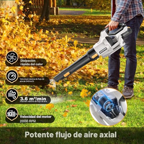 Detalle de Soplador de Hojas a Batería KUZUPRO 21 V con 2 Baterías de 4,0 Ah