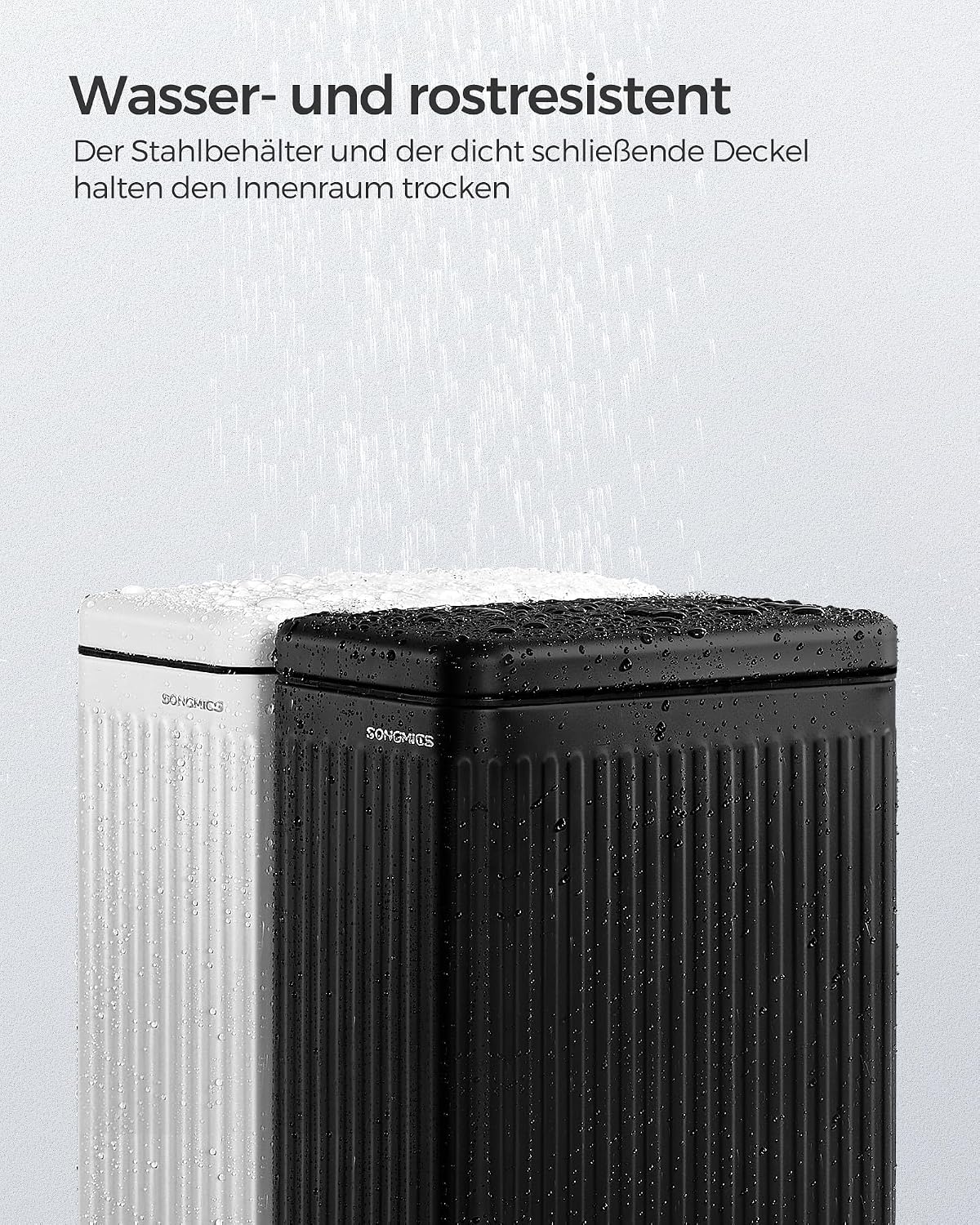 Detalle de SONGMICS Kosmetikeimer 10 Liter (LTB562B01) – schmaler Mülleimer fürs Bad mit Softclose und Pedal