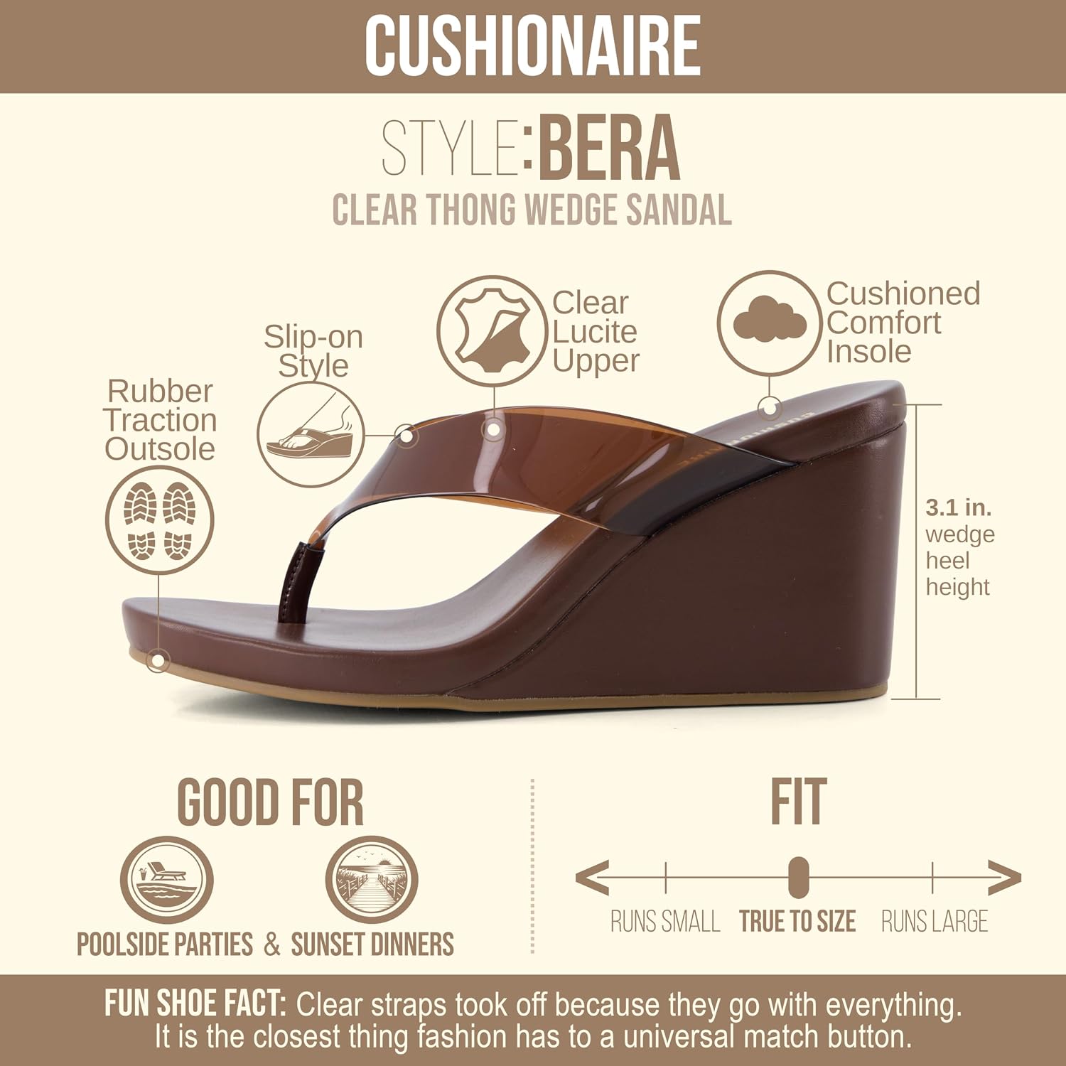 Detalle 2 de CUSHIONAIRE Bera Platform Thong Sandals for Women