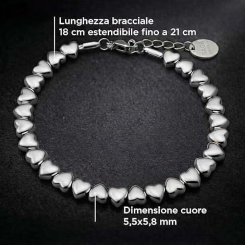 Thumbnail 2 de SAGA GIOIELLI Bracciale donna cuori in Acciaio Inox – Regalo elegante e durevole