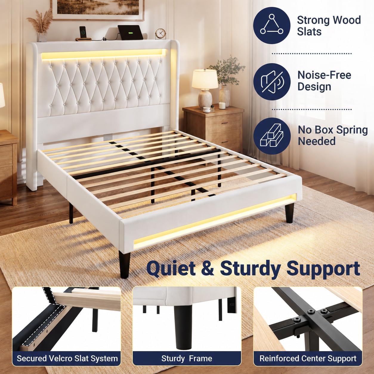 Thumbnail 6 de Allewie Upholstered Bed Frame, Full Size