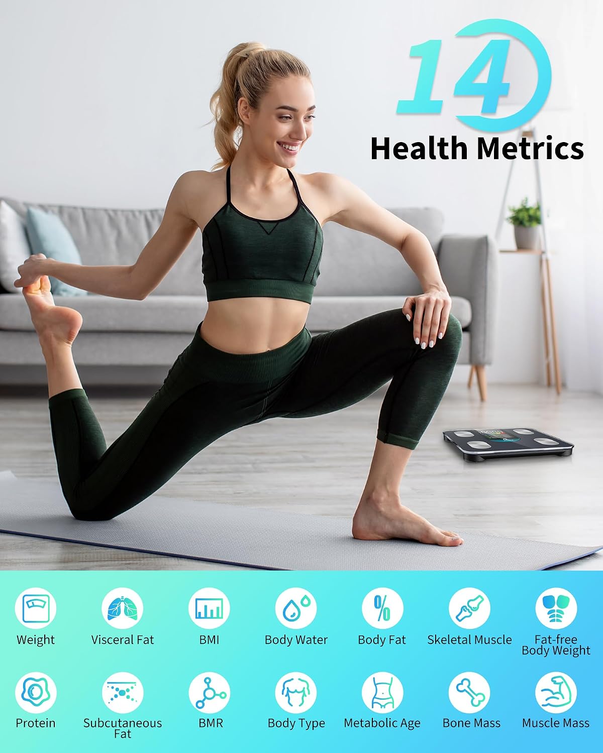 Detalle de arboleaf CS20L Smart Body Fat Scale with 4-Electrode BIA and 7-in-1 Display