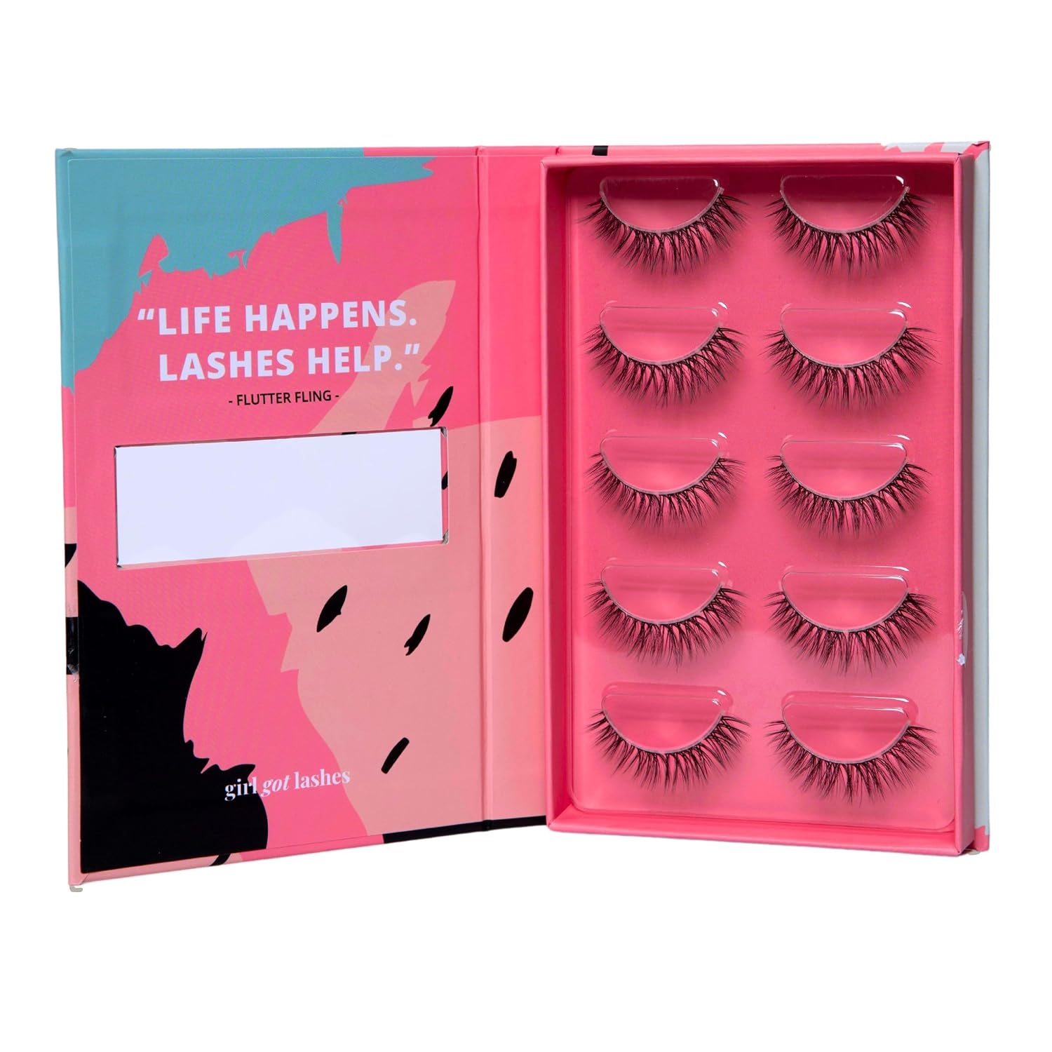 Detalle de GirlGotLashes Große Boxen R.I.P. Mascara – Handgemachte Wimpernextensions für Zuhause (5 Paare, 5–7 Tage Halt, Vegan)