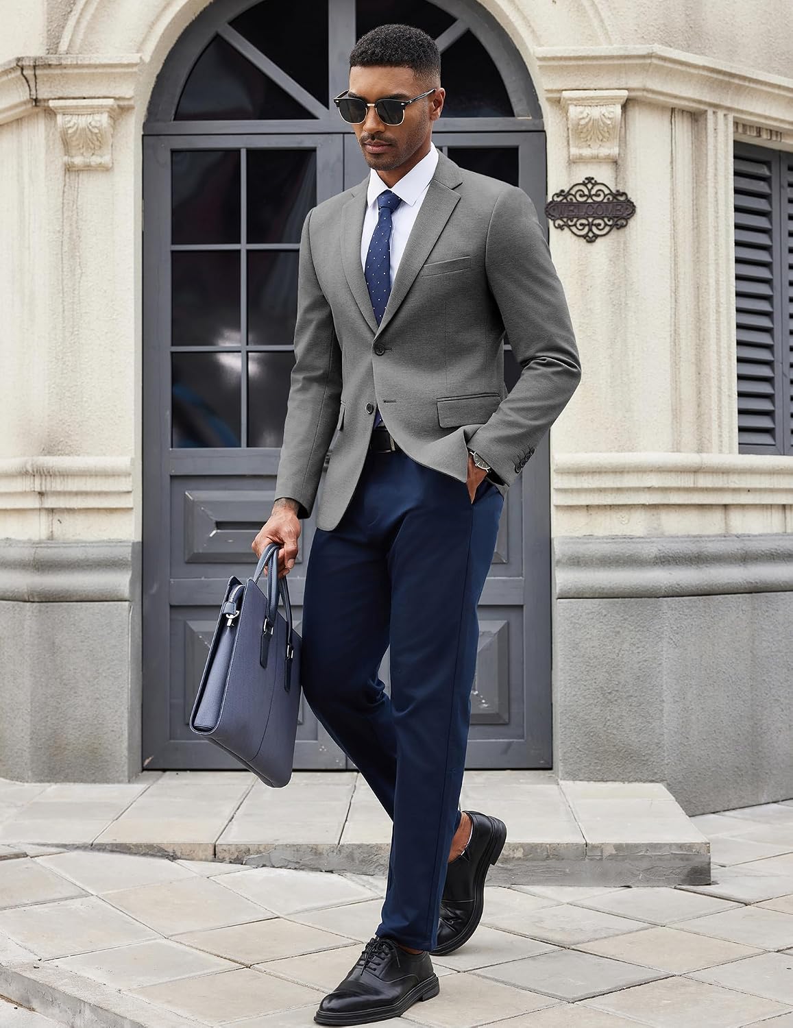 Detalle de COOFANDY Men's Knit Sport Coat, Lightweight Two-Button Blazer with Stretch Fabric